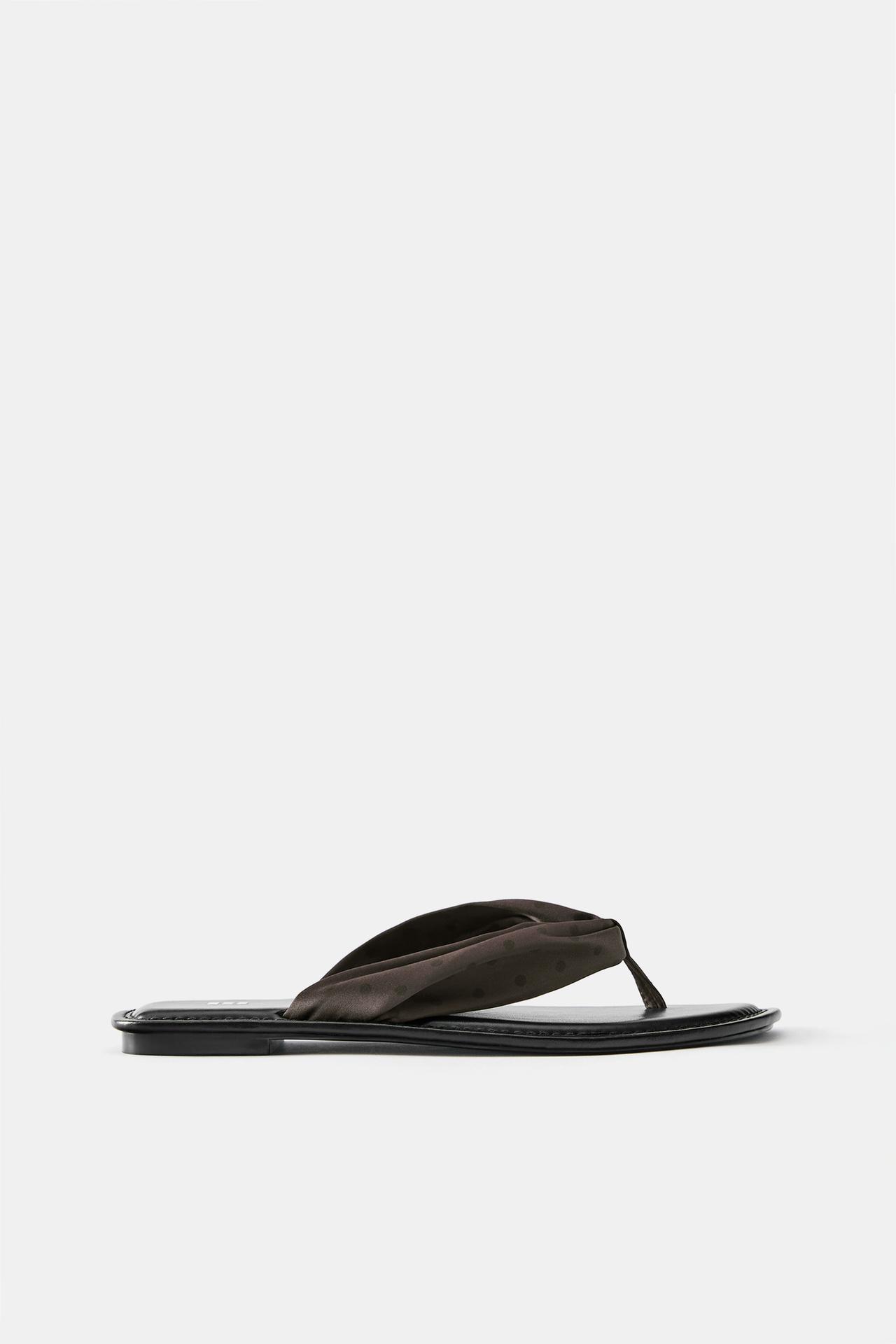 Polka dot flat slider sandals — Brown