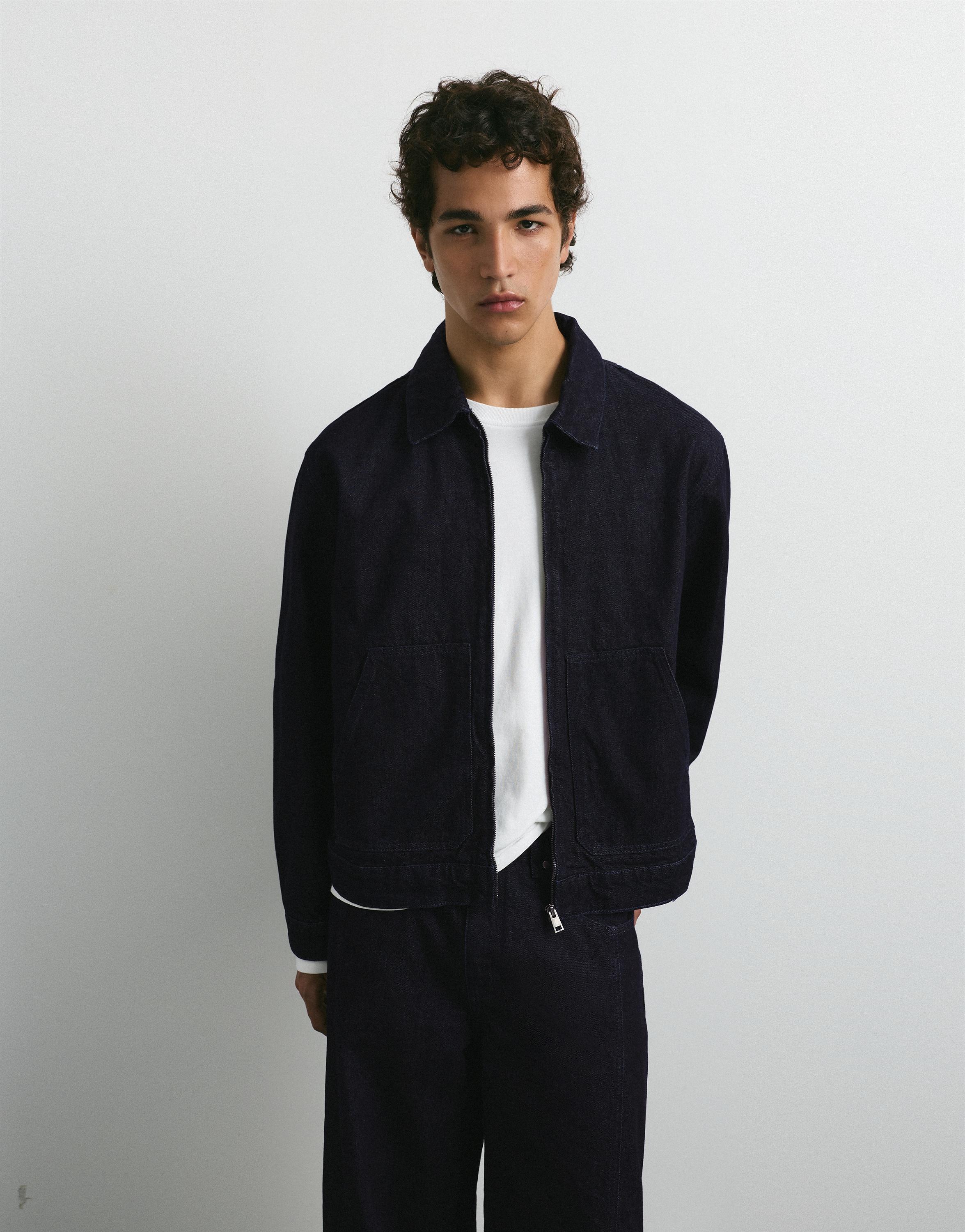 Pull&Bear Fermuarlı denim ceket görsel 7