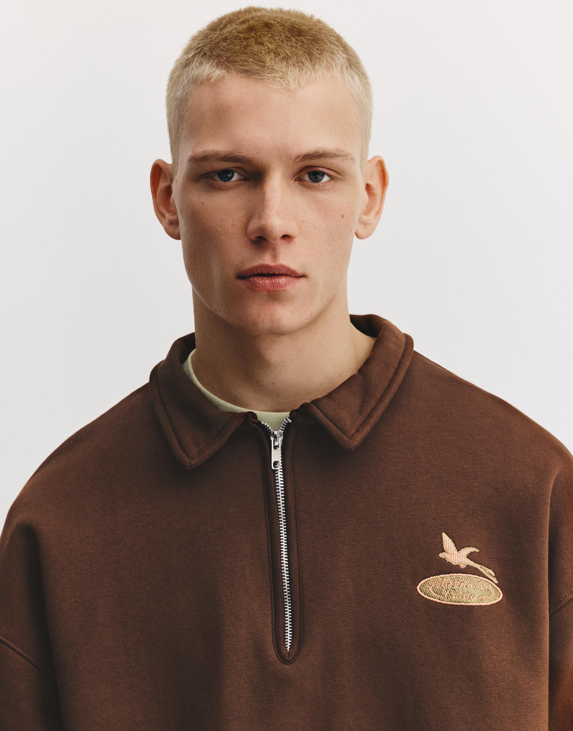Grafik baskılı polo yaka sweatshirt - Görsel 12