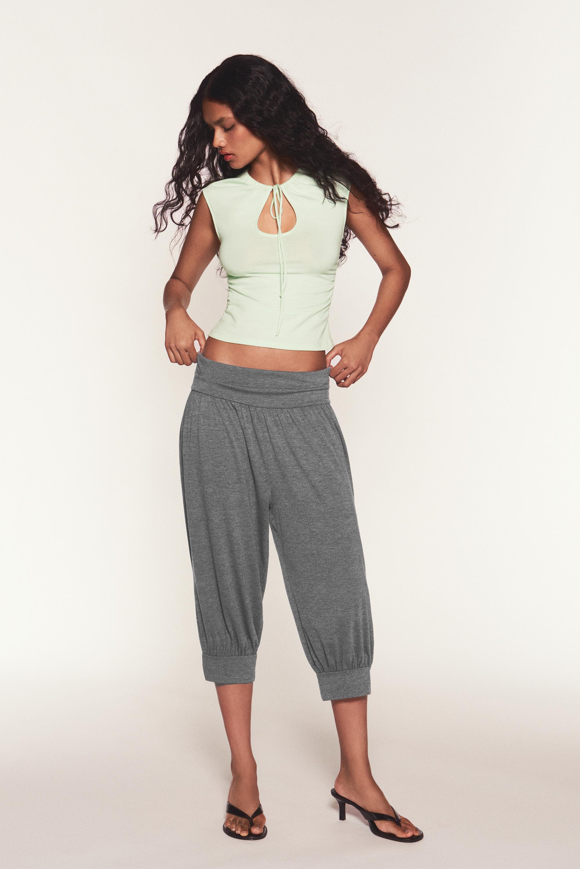 Tie-neck top — Pale green