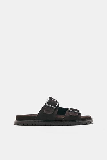 Leather buckle sandals — Brown 1