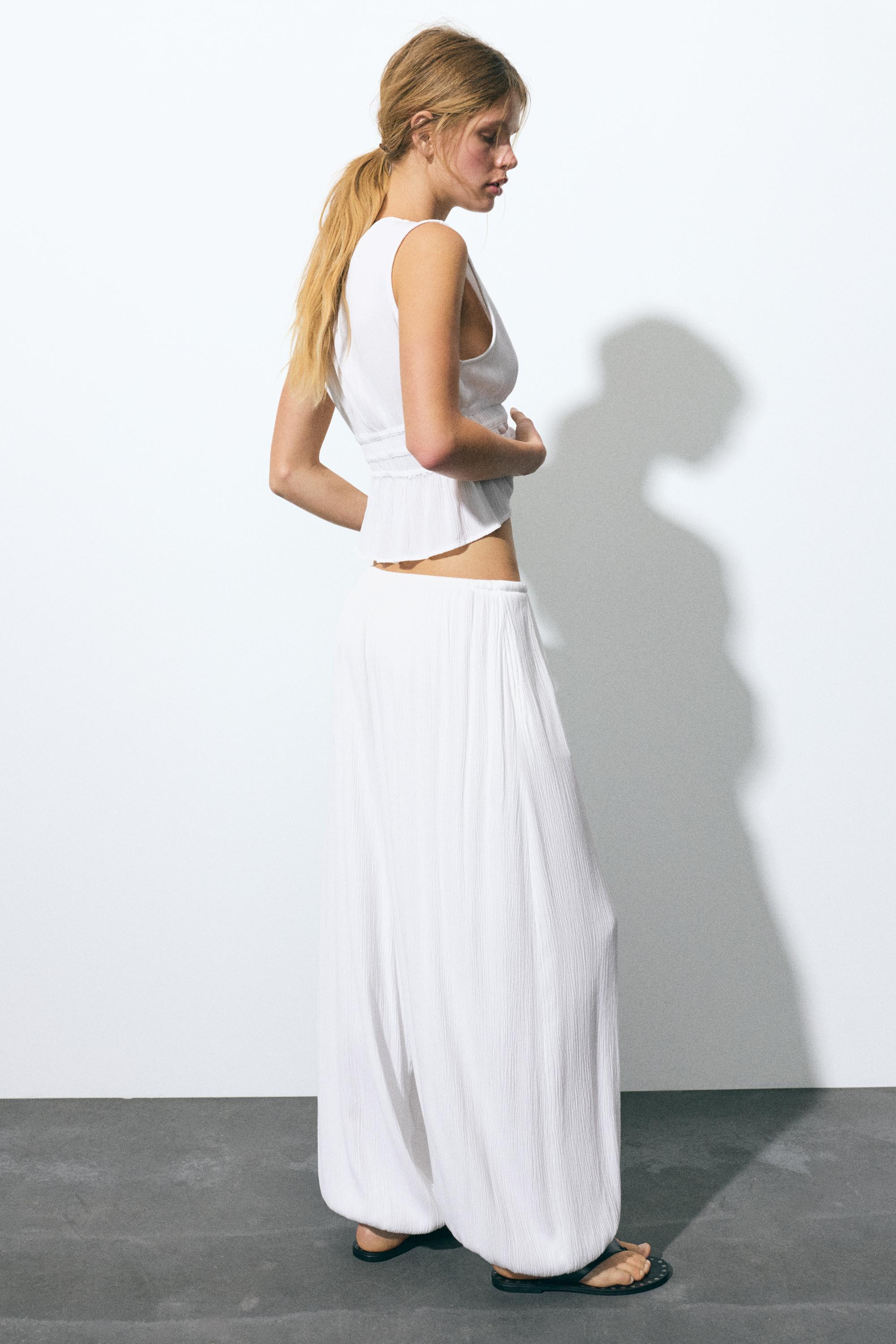 Sarouel crepe trousers — White