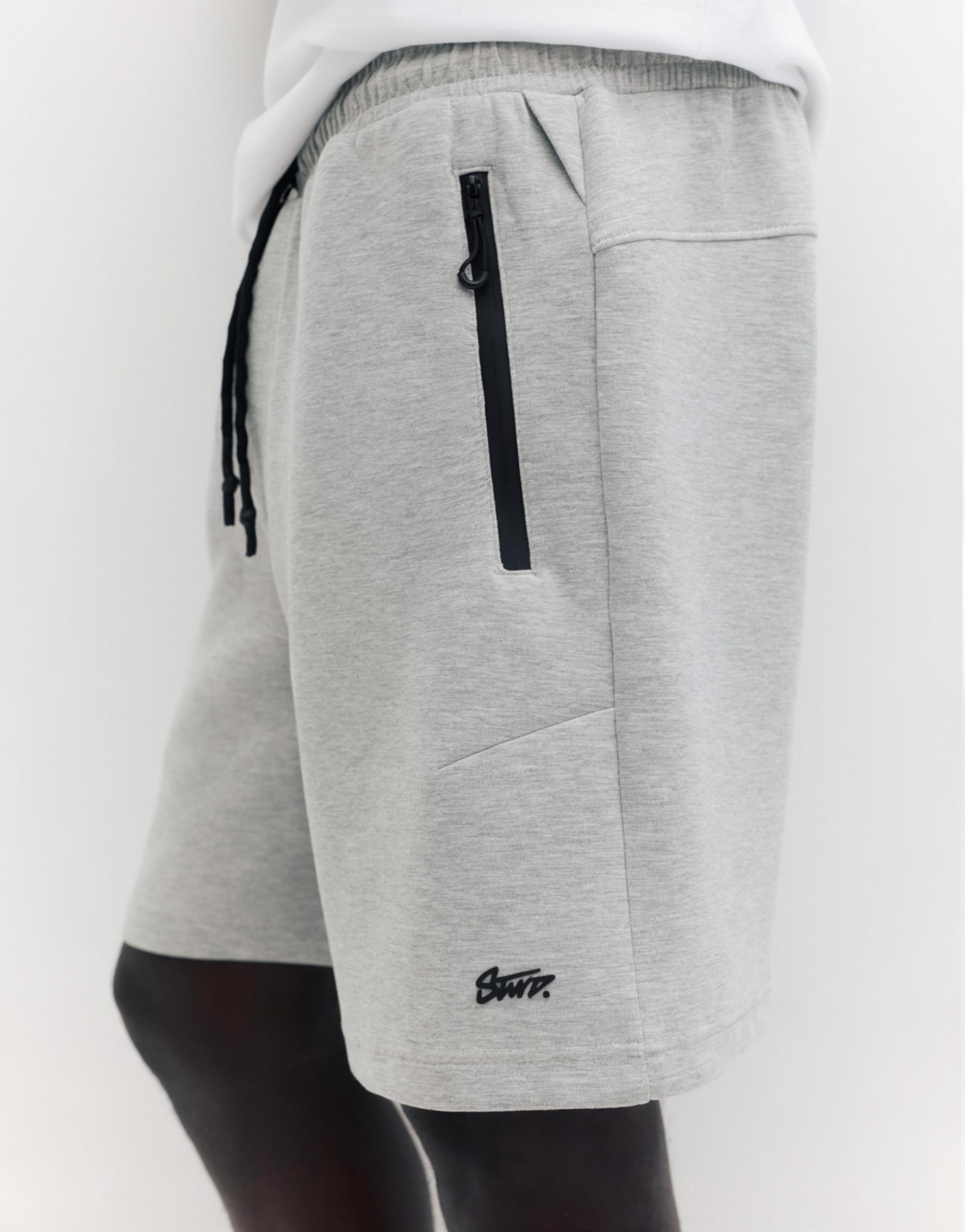 Regular fit jogger Bermuda shorts — Grey marl