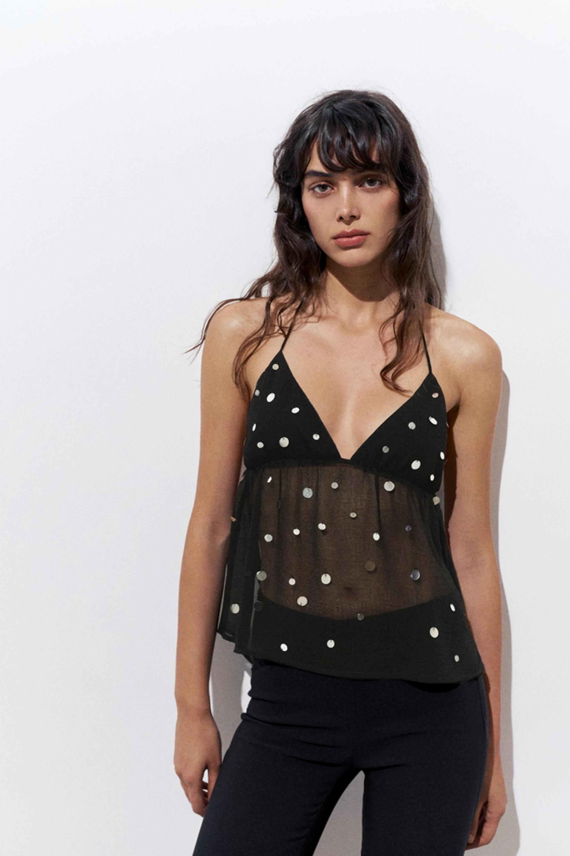 Mirror halter top — Black