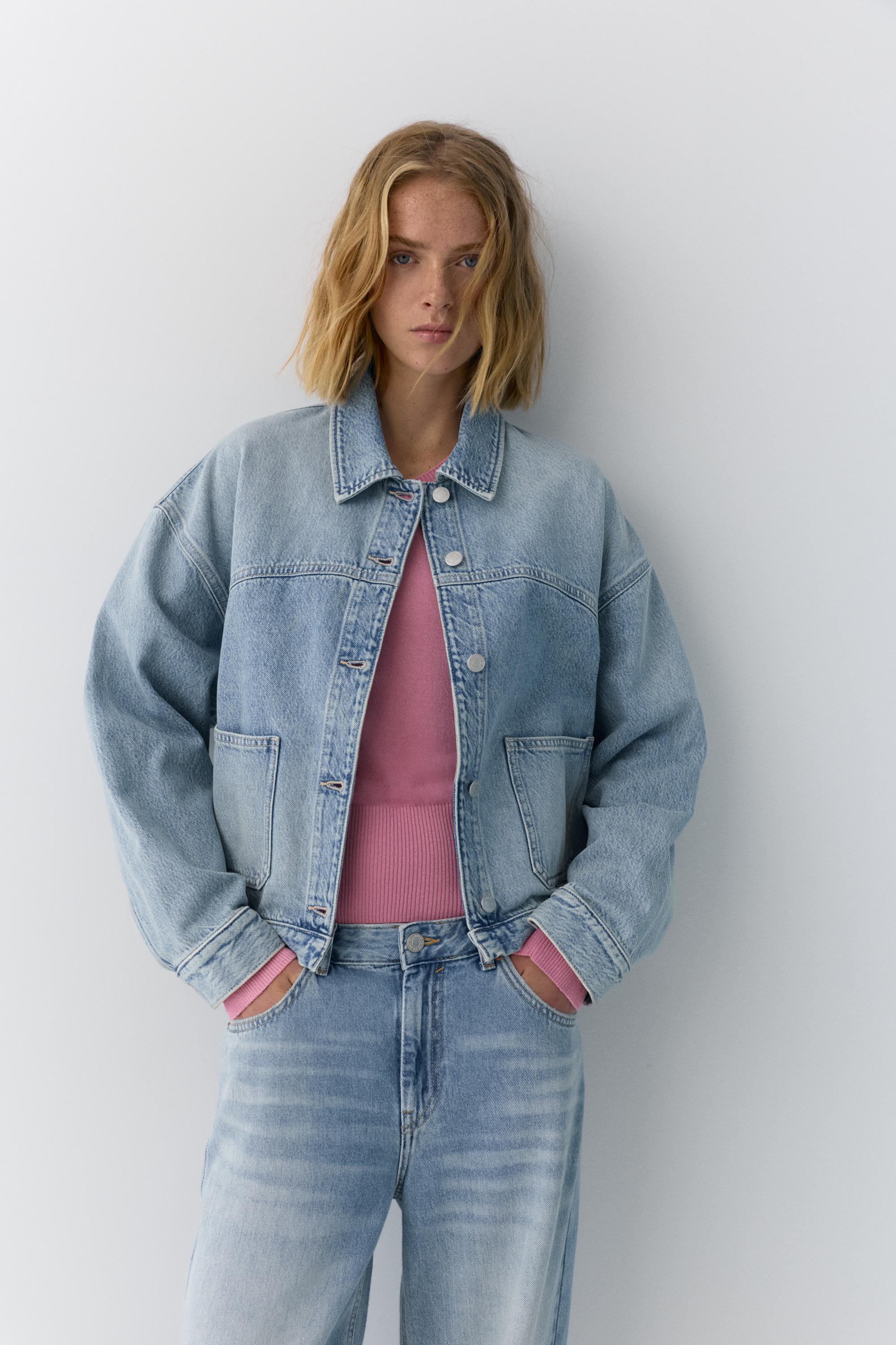 Boxy kesim denim ince ceket - Görsel 14