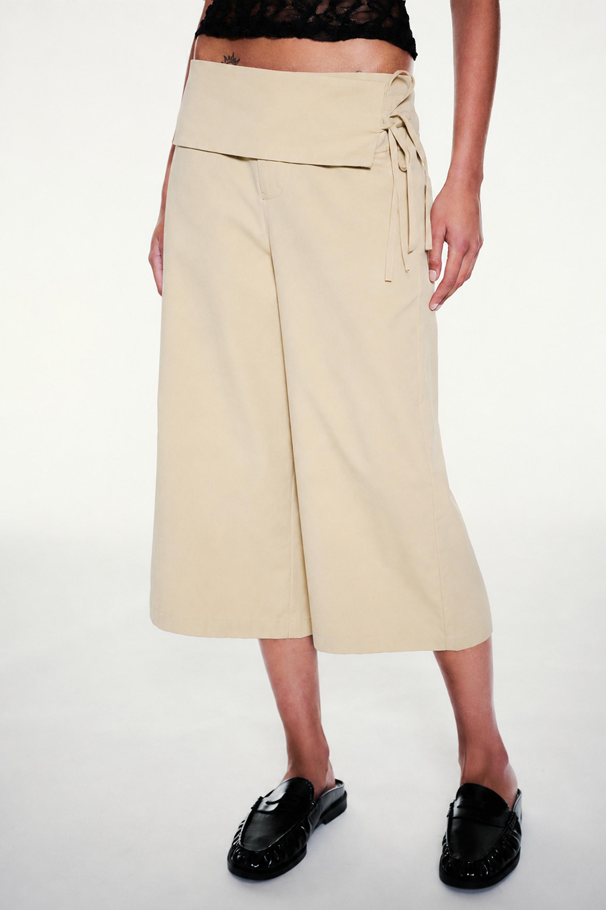 Sash tie culottes — Light camel