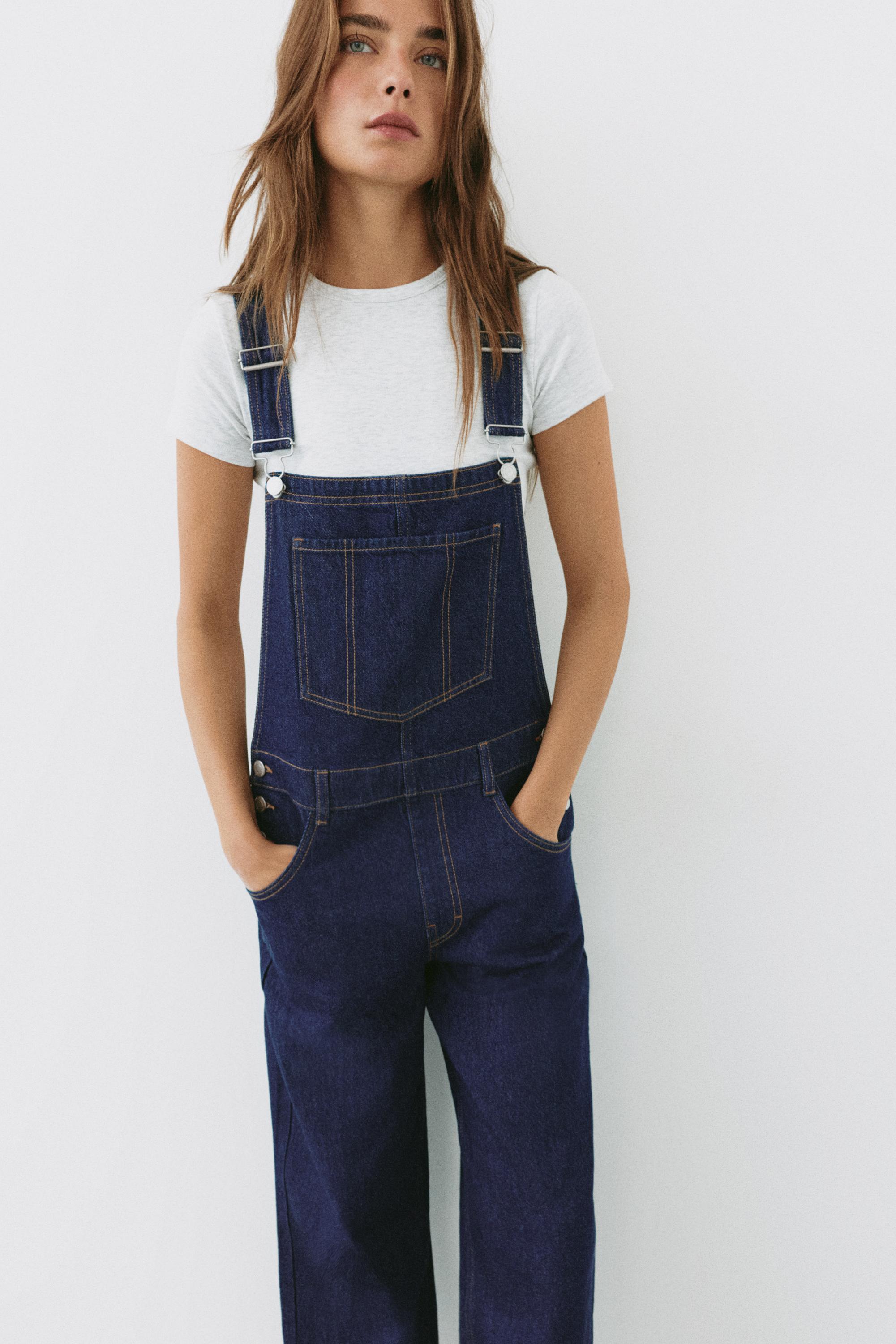 Long denim dungarees — Ink blue