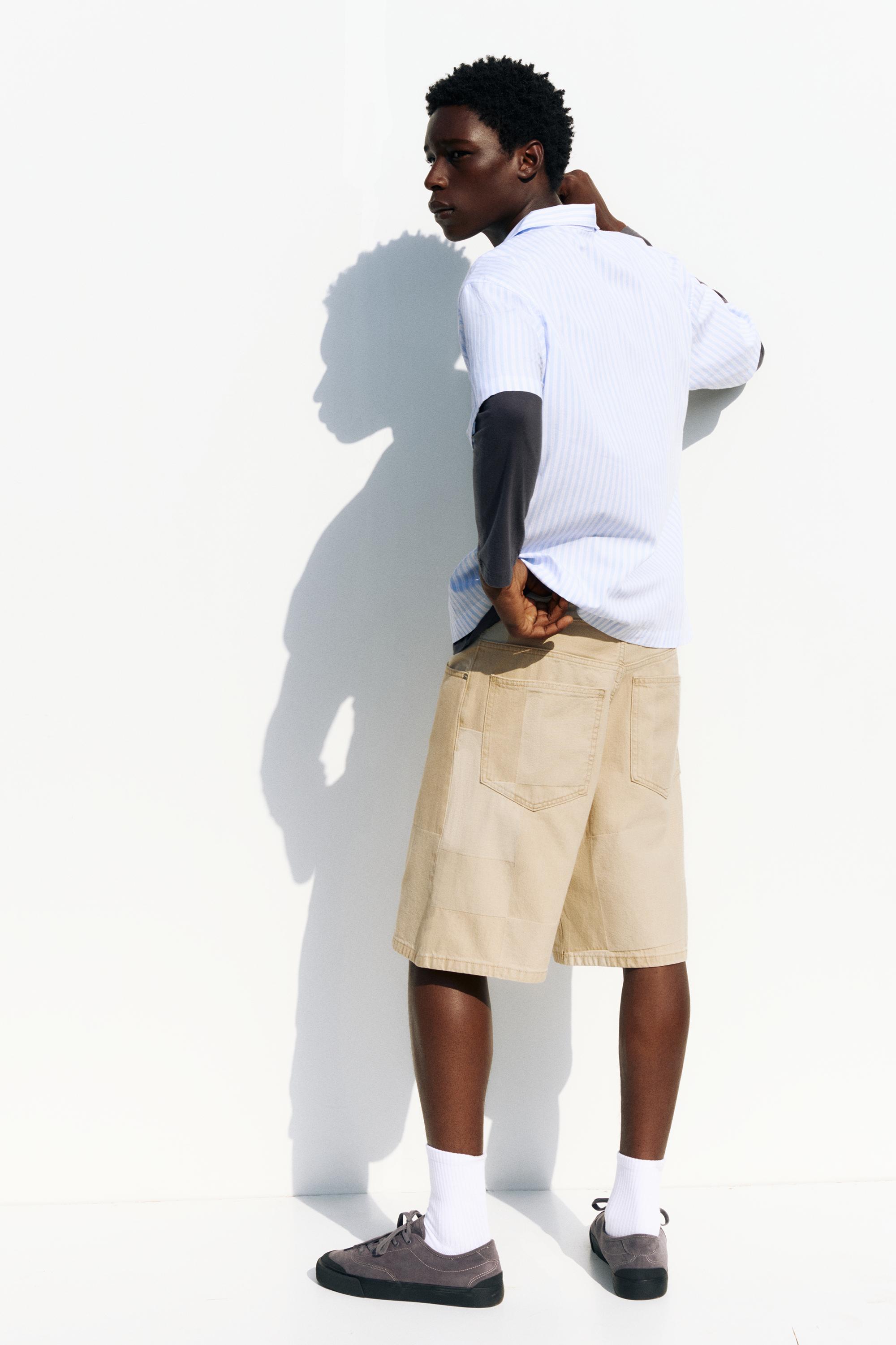 Jacquard denim Bermuda shorts — Medium ecru