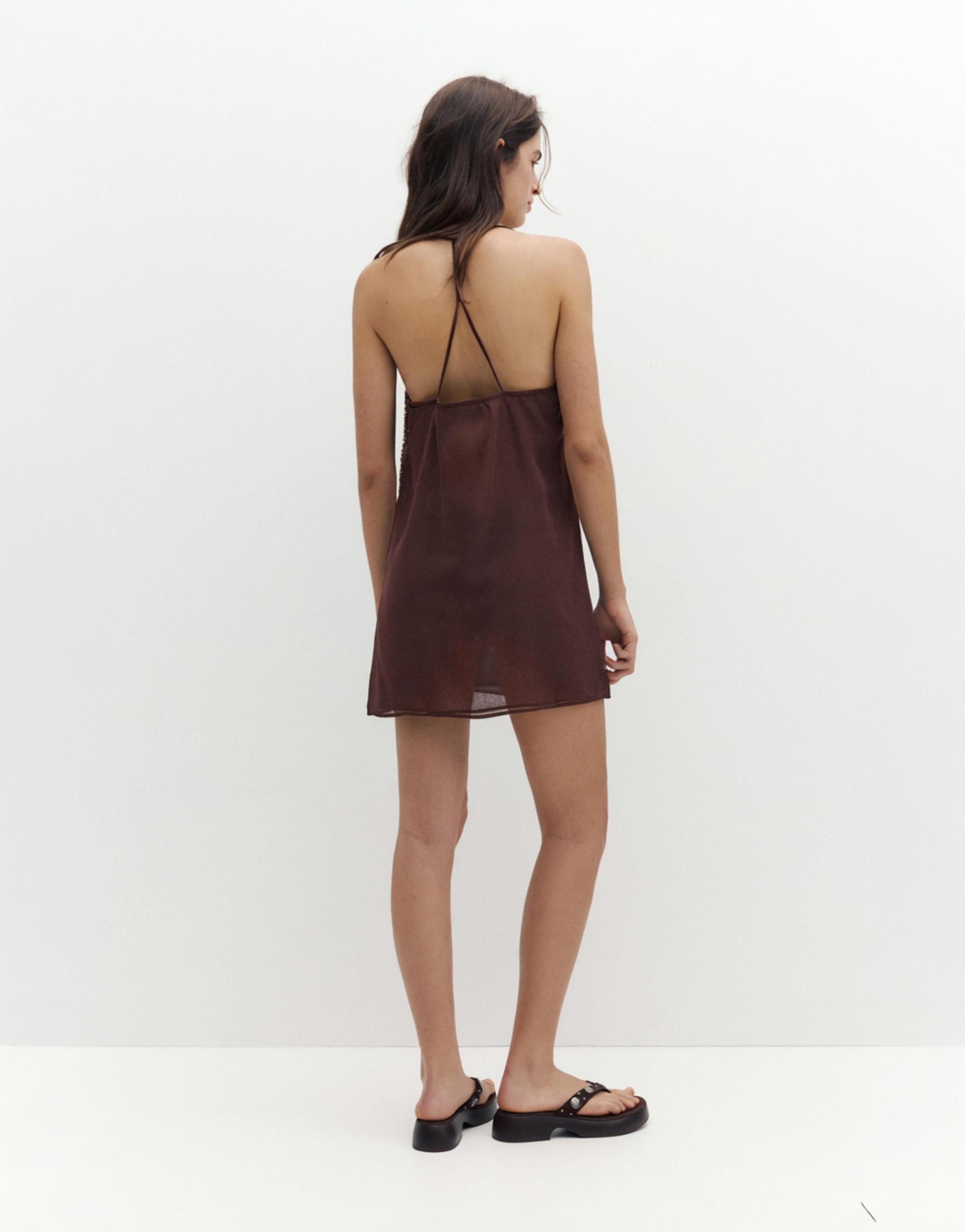 Sequin strappy dress — Wine
