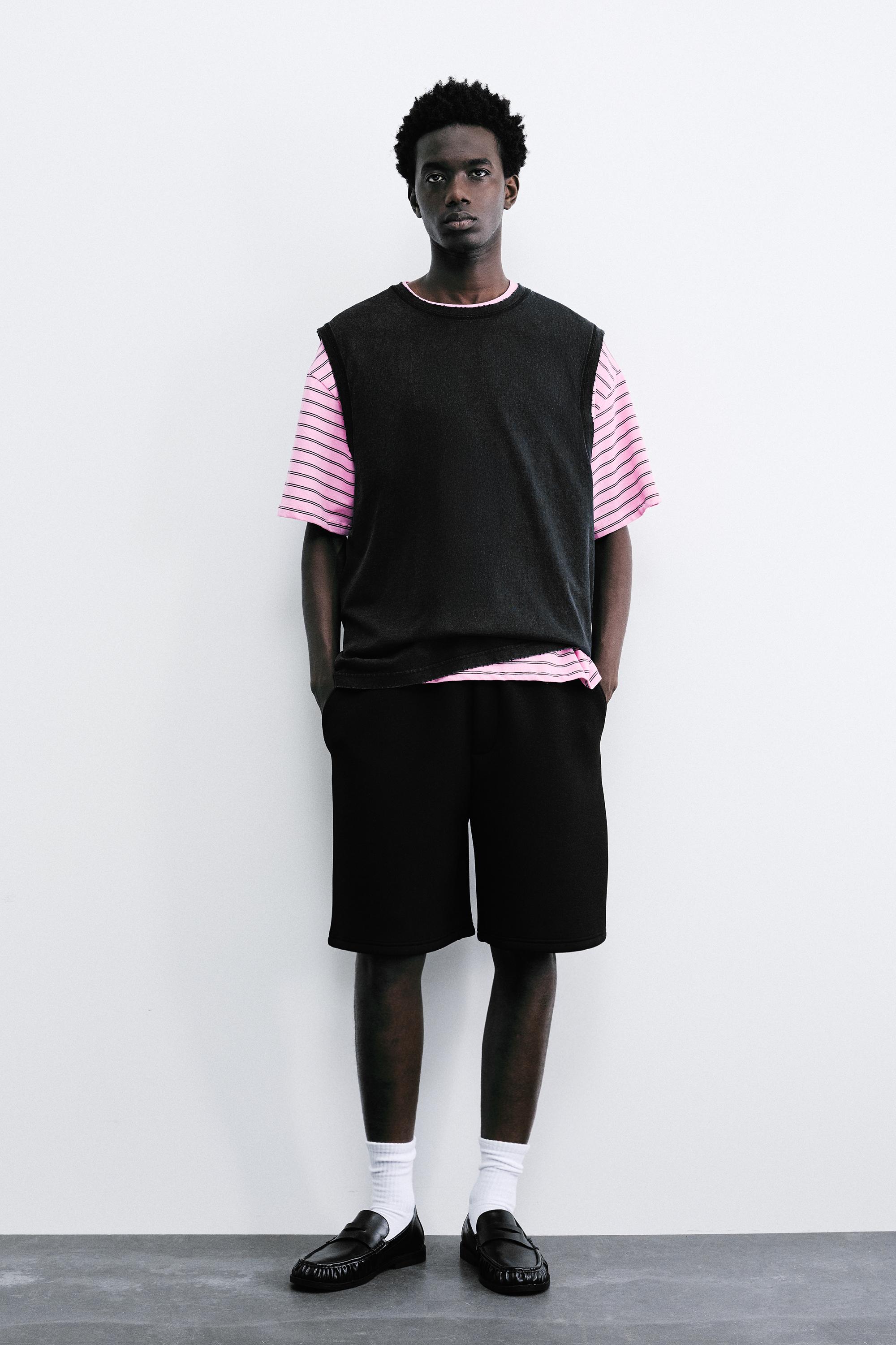 Neoprene-effect jogger Bermuda shorts — Black