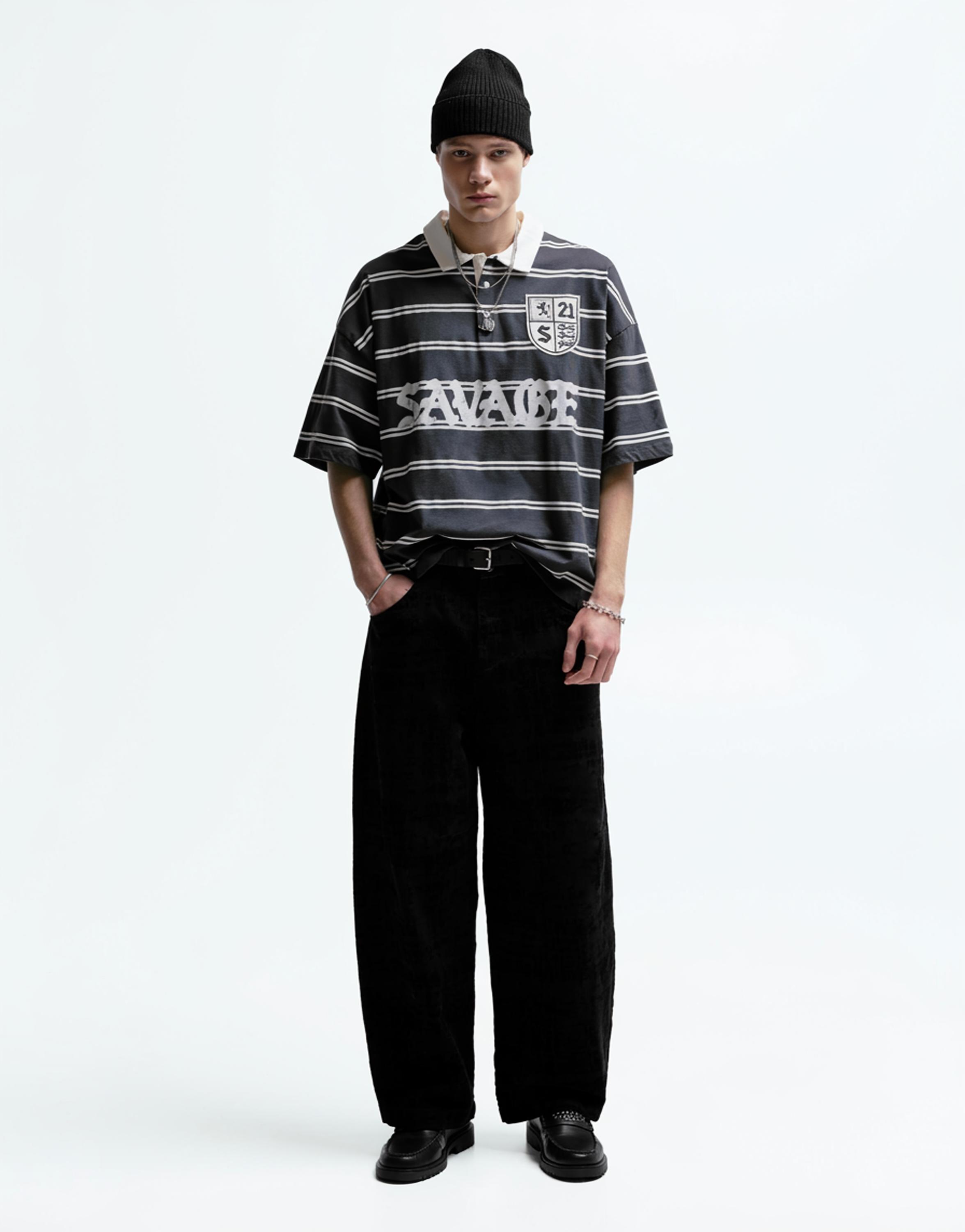 21 Savage çizgili polo t-shirt - Görsel 8