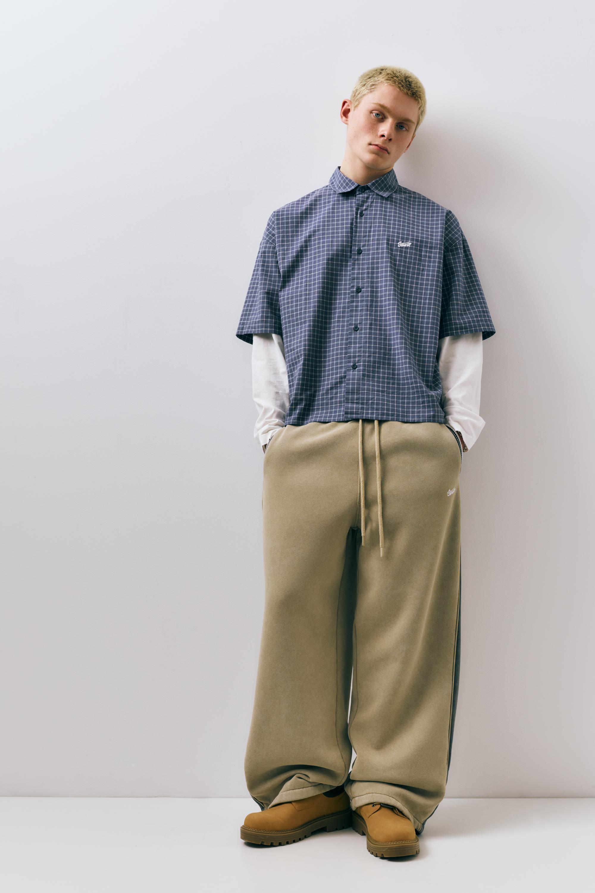 Double-sleeve check shirt — Blue