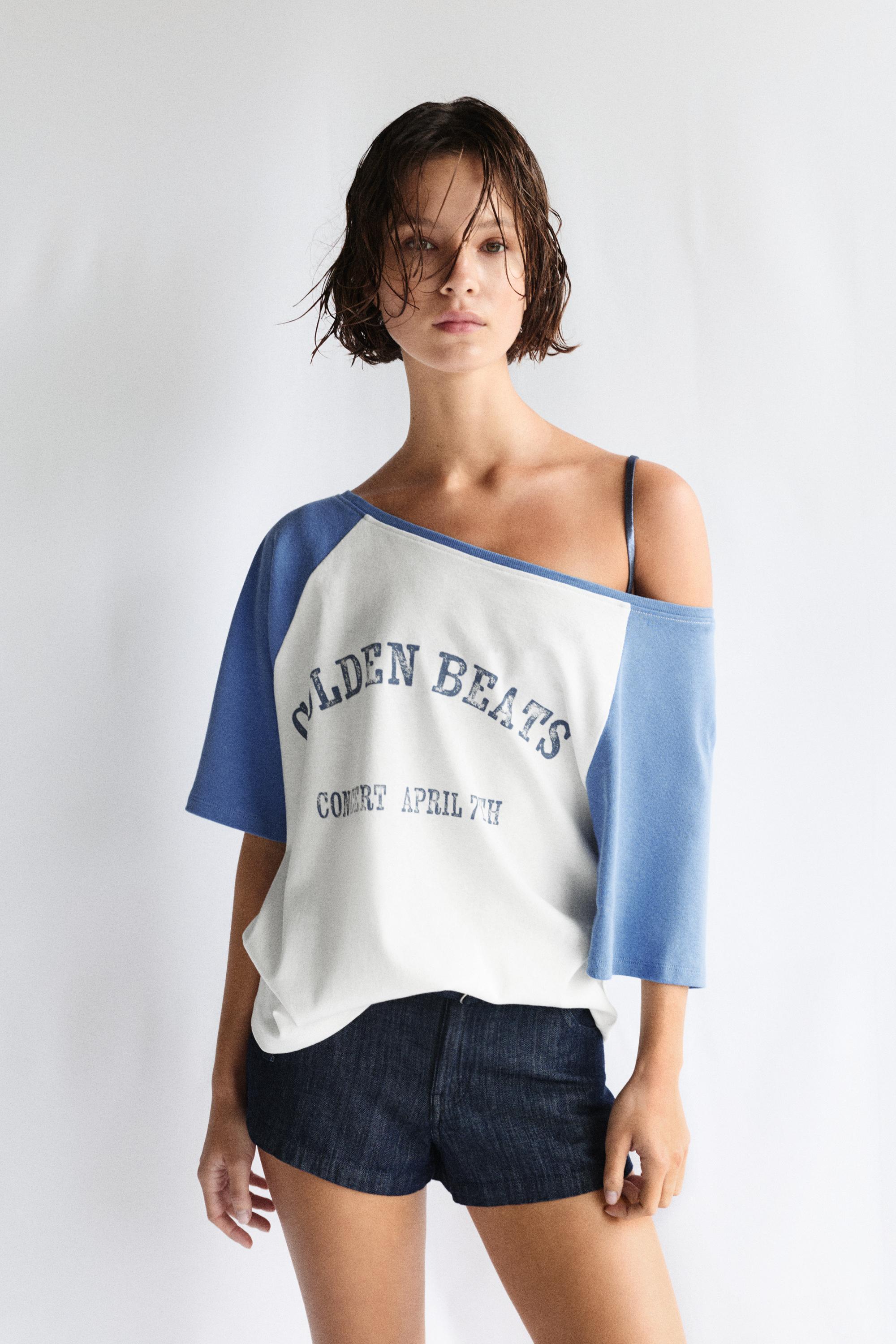Asymmetric graphic T-shirt — Ice