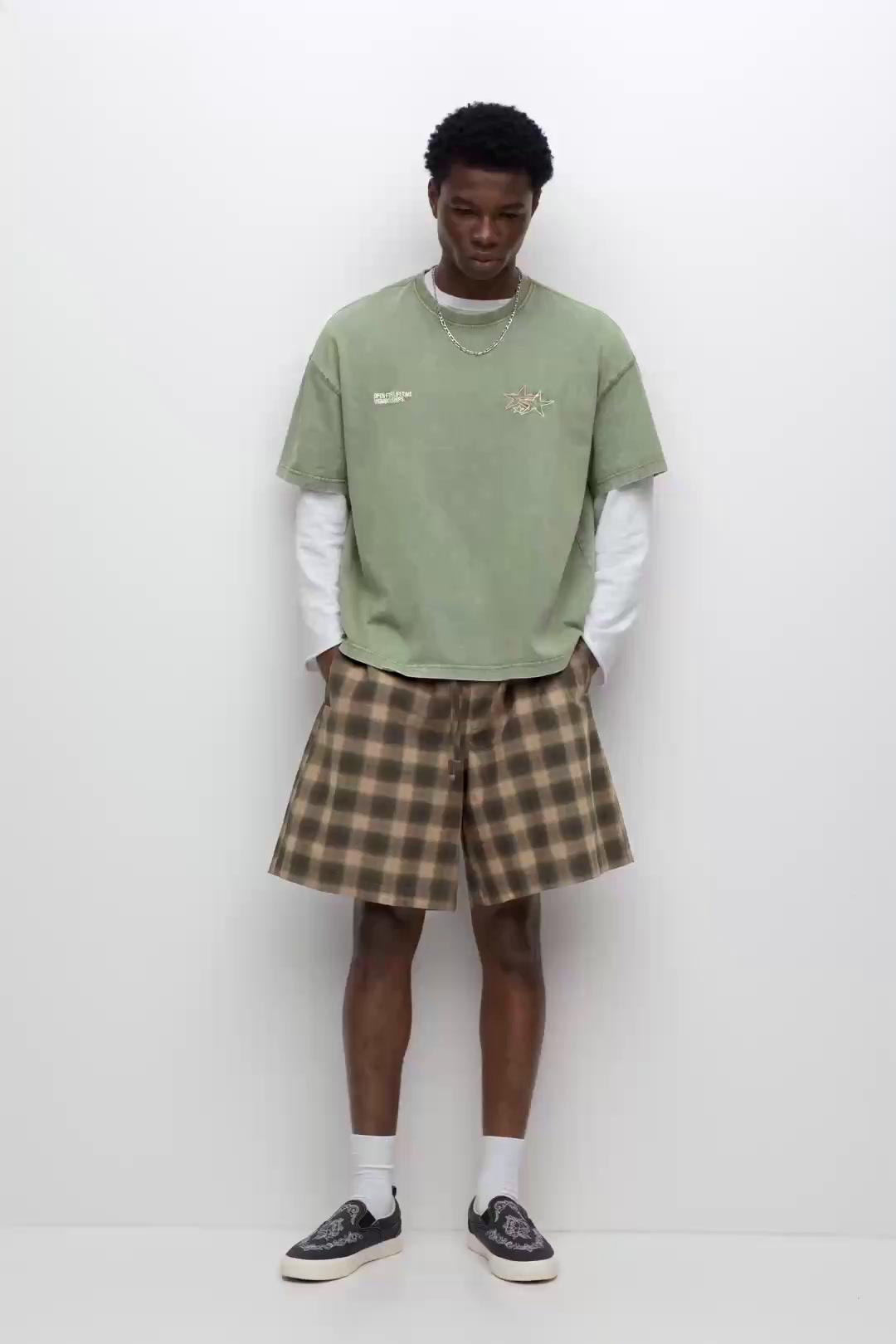 Kareli jogger bermuda şort | Pull&Bear Turkey / Türkiye