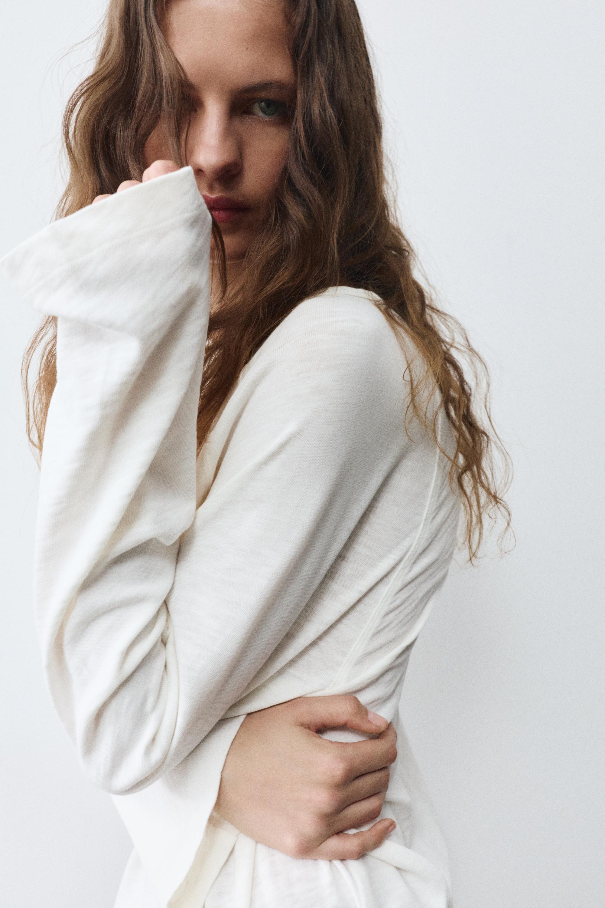 Long sleeve raglan T-shirt — Off white