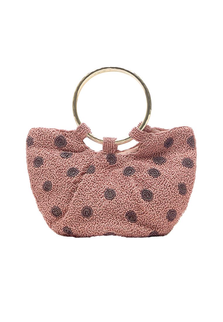 Puantiye desenli metal saplı çanta - Görsel 2