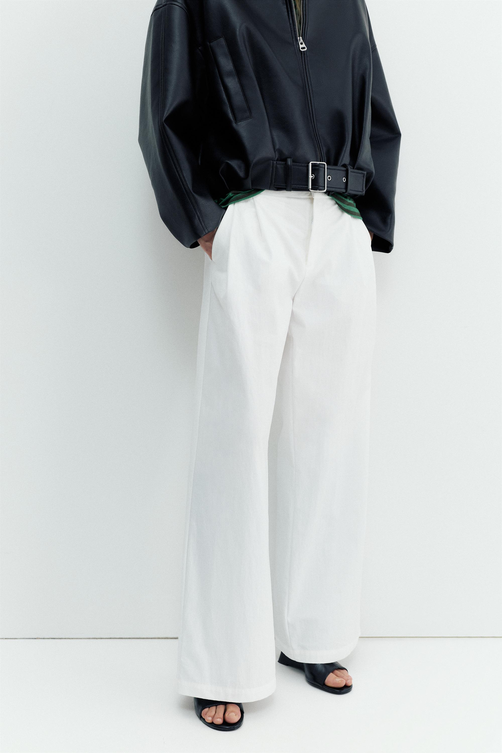 Double-dart white trousers — White