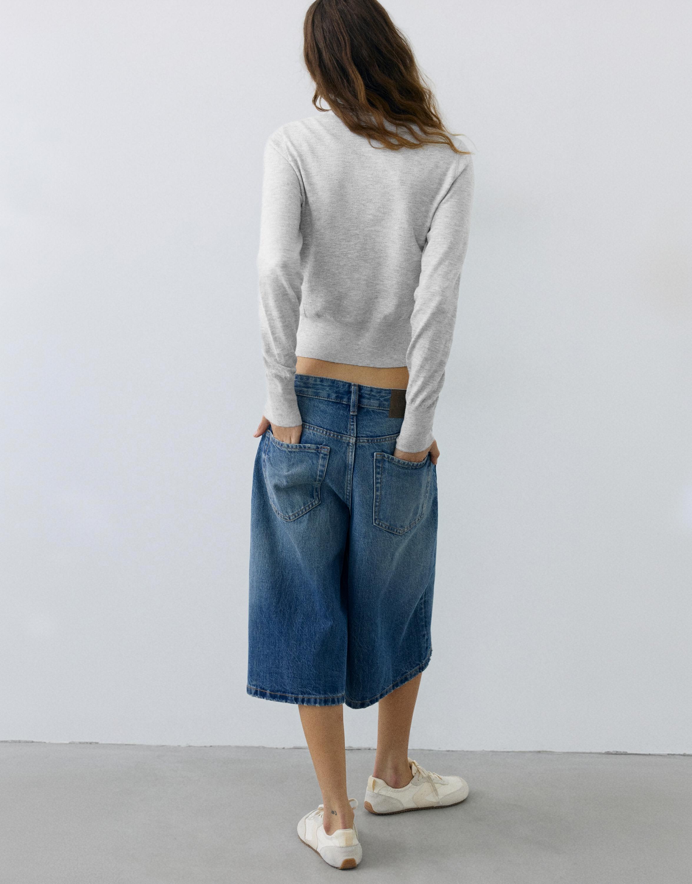 High-neck cardigan — Grey marl