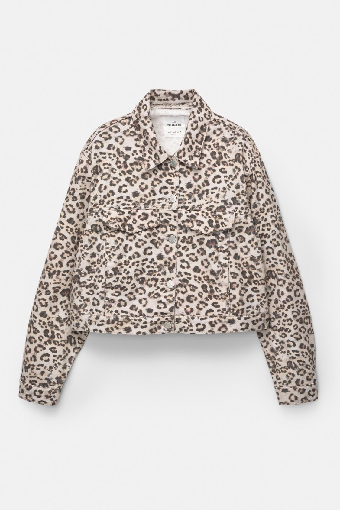 Leopard Pull And Bear Padded Jacket Puffer Jacket With A High Neck PULL&BEAR