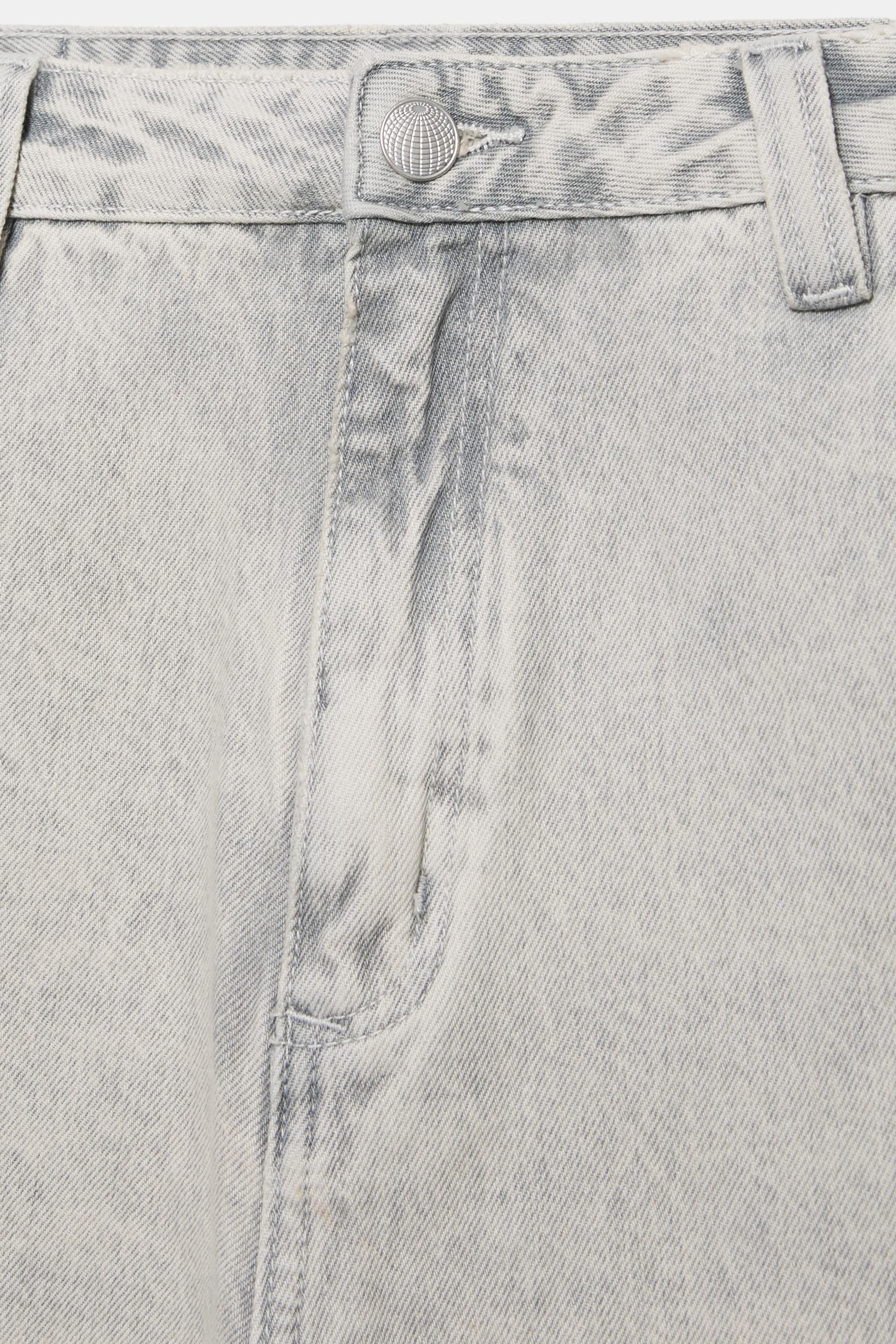 Embroidered skater jeans — Pale grey