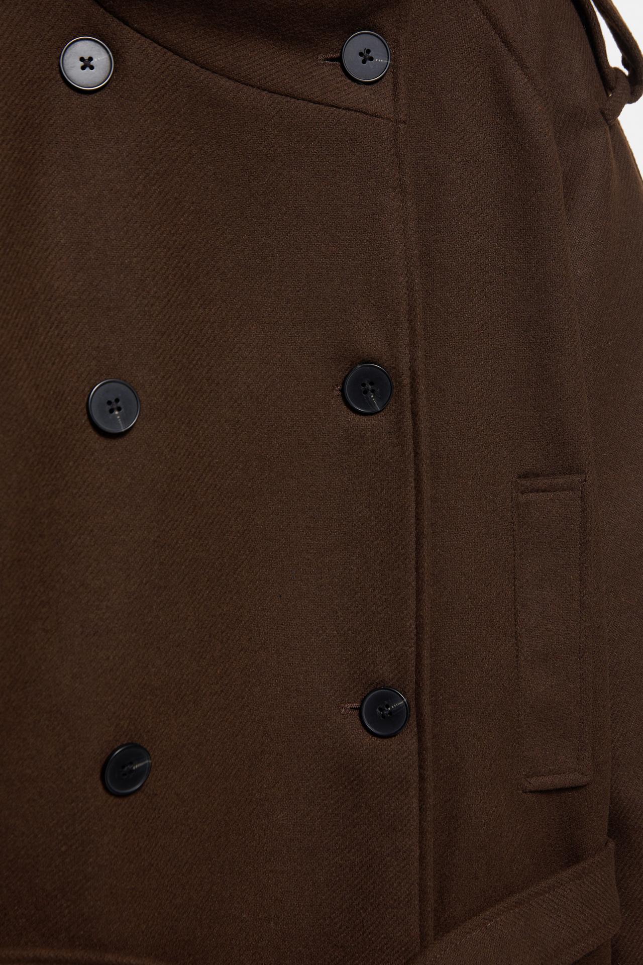 Short felt belted trench coat — Chocolate
