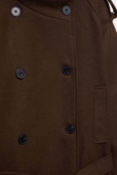 Short felt belted trench coat — Chocolate 7