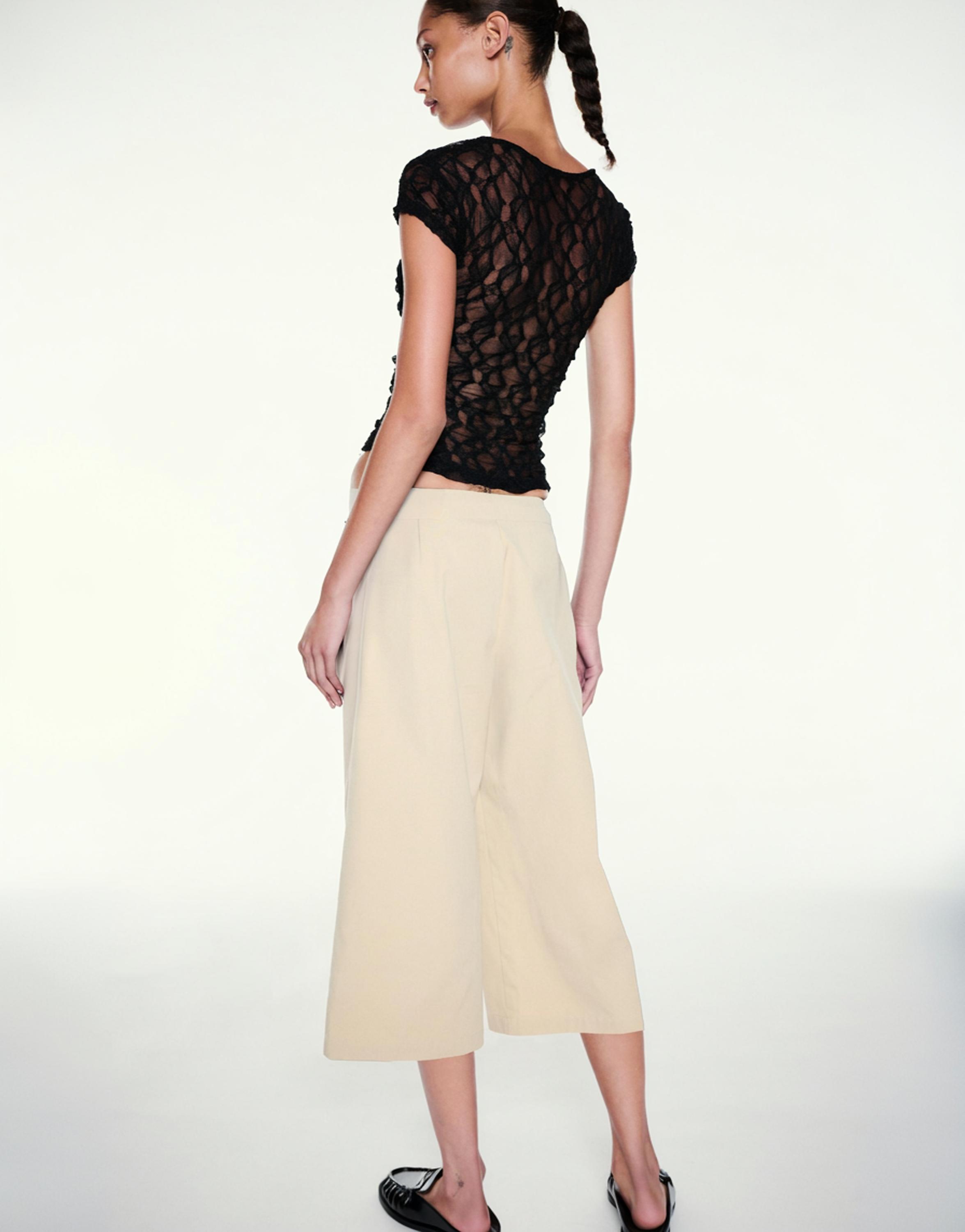 Sash tie culottes — Light camel
