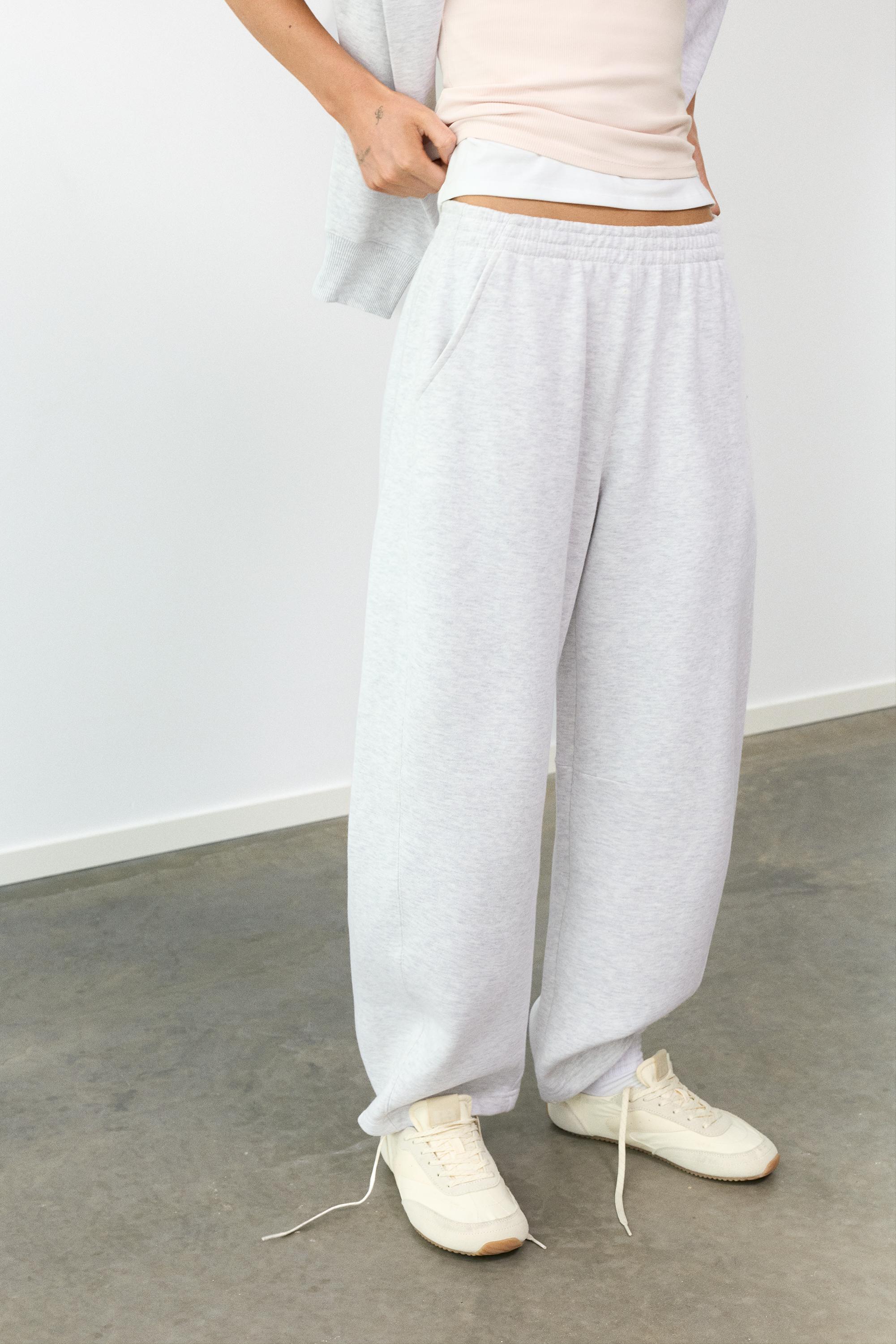 Barrel-leg joggers — Grey marl