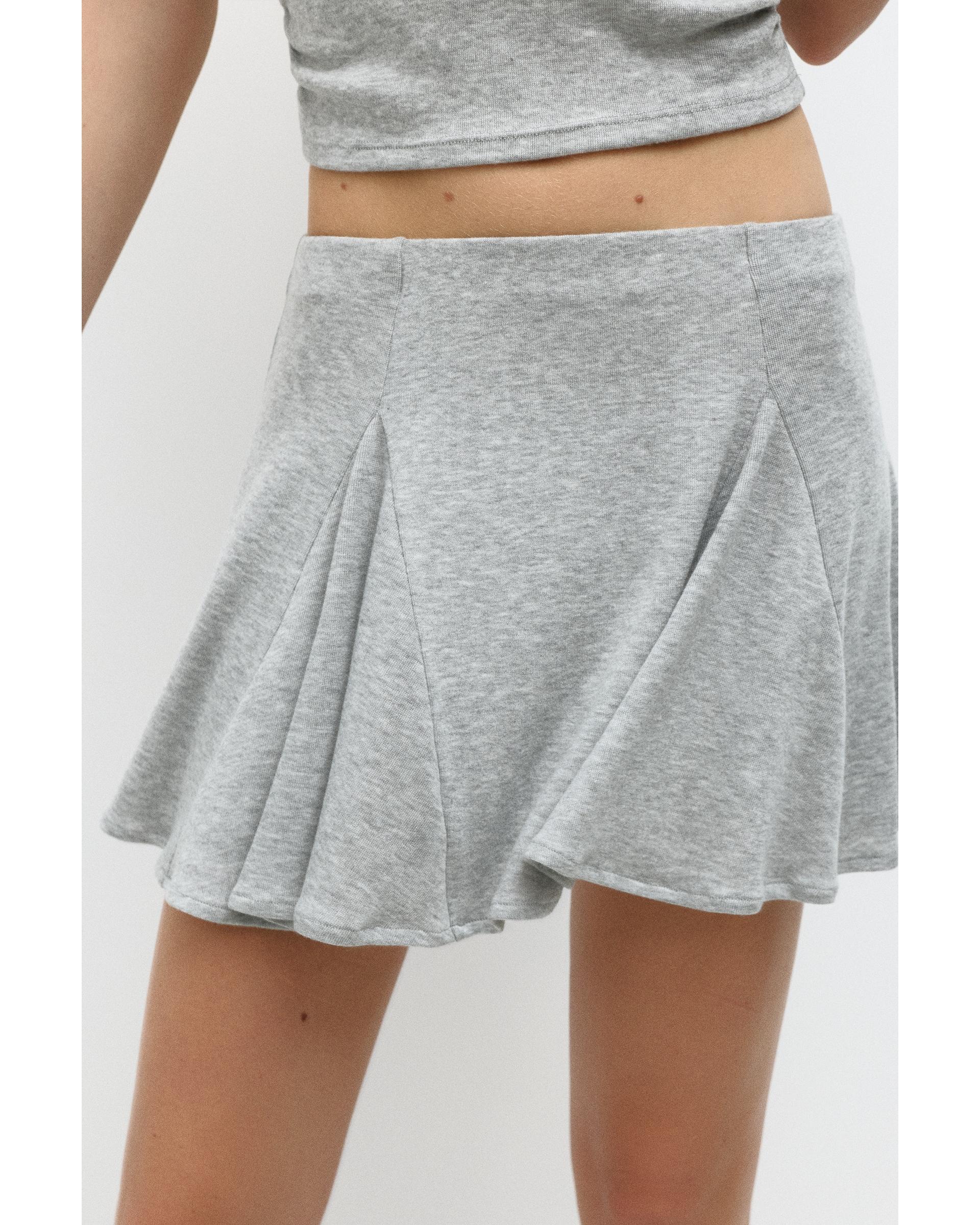 Ruffled mini skirt — Grey marl