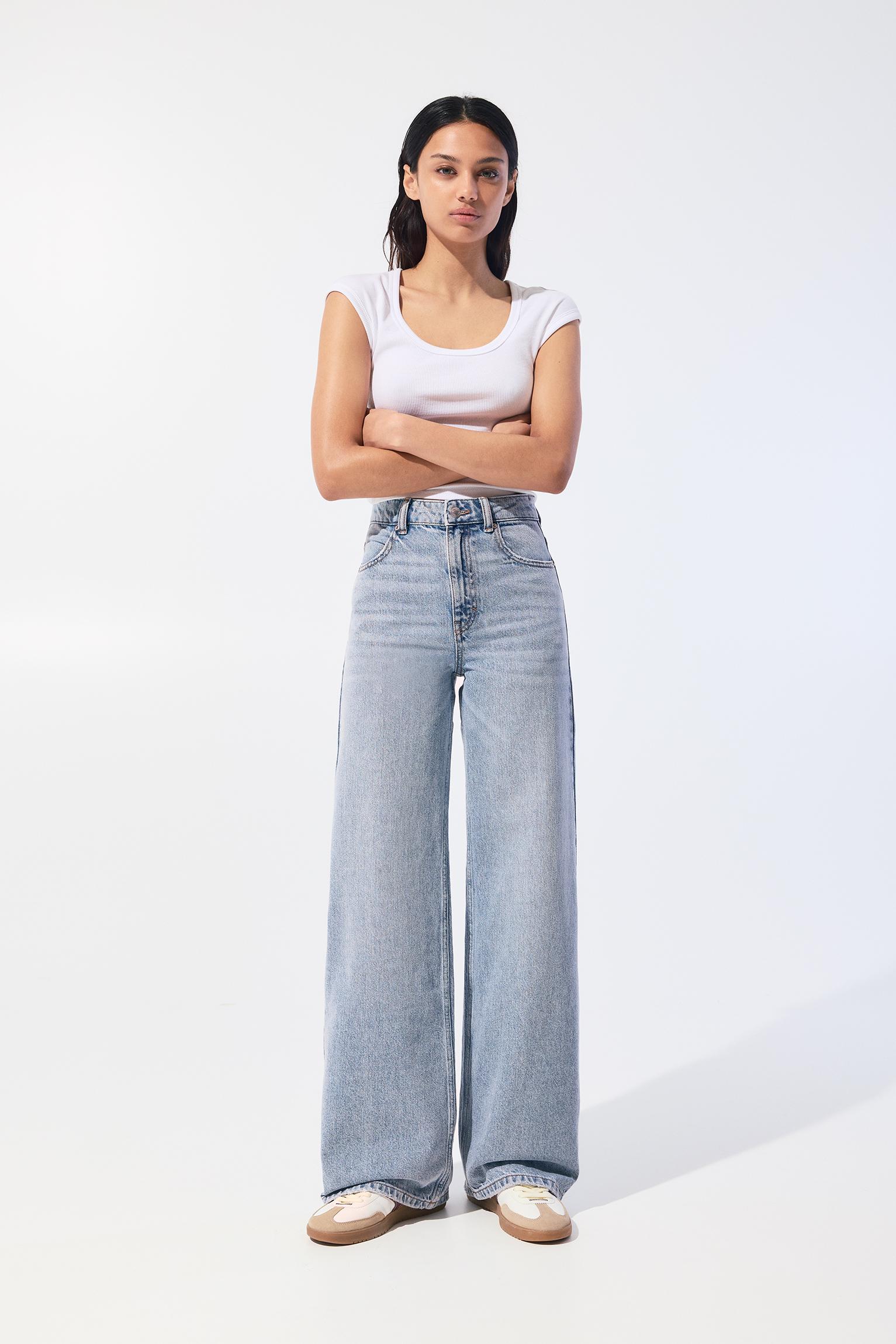 Wide-Leg-Jeans Mit Hohem Bund