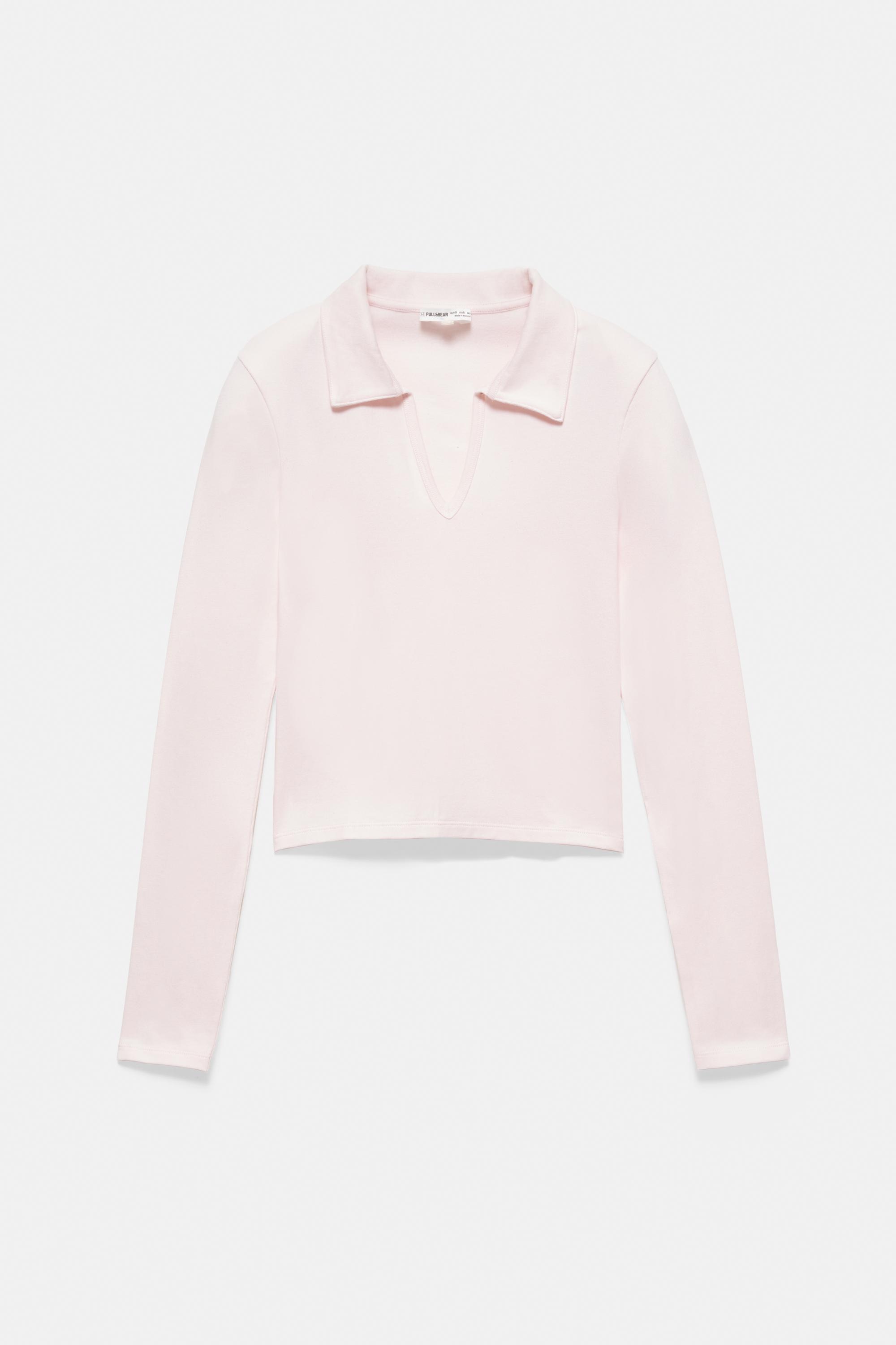 Cropped polo shirt — Rose pink