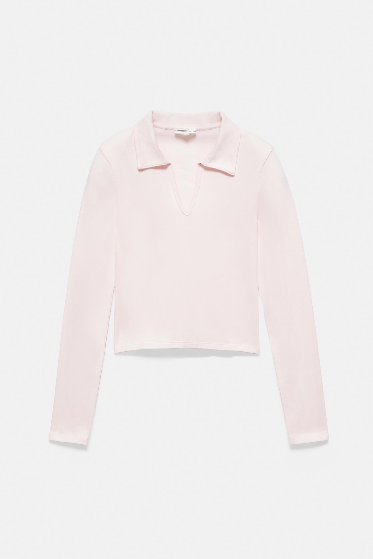 Cropped polo shirt — Rose pink