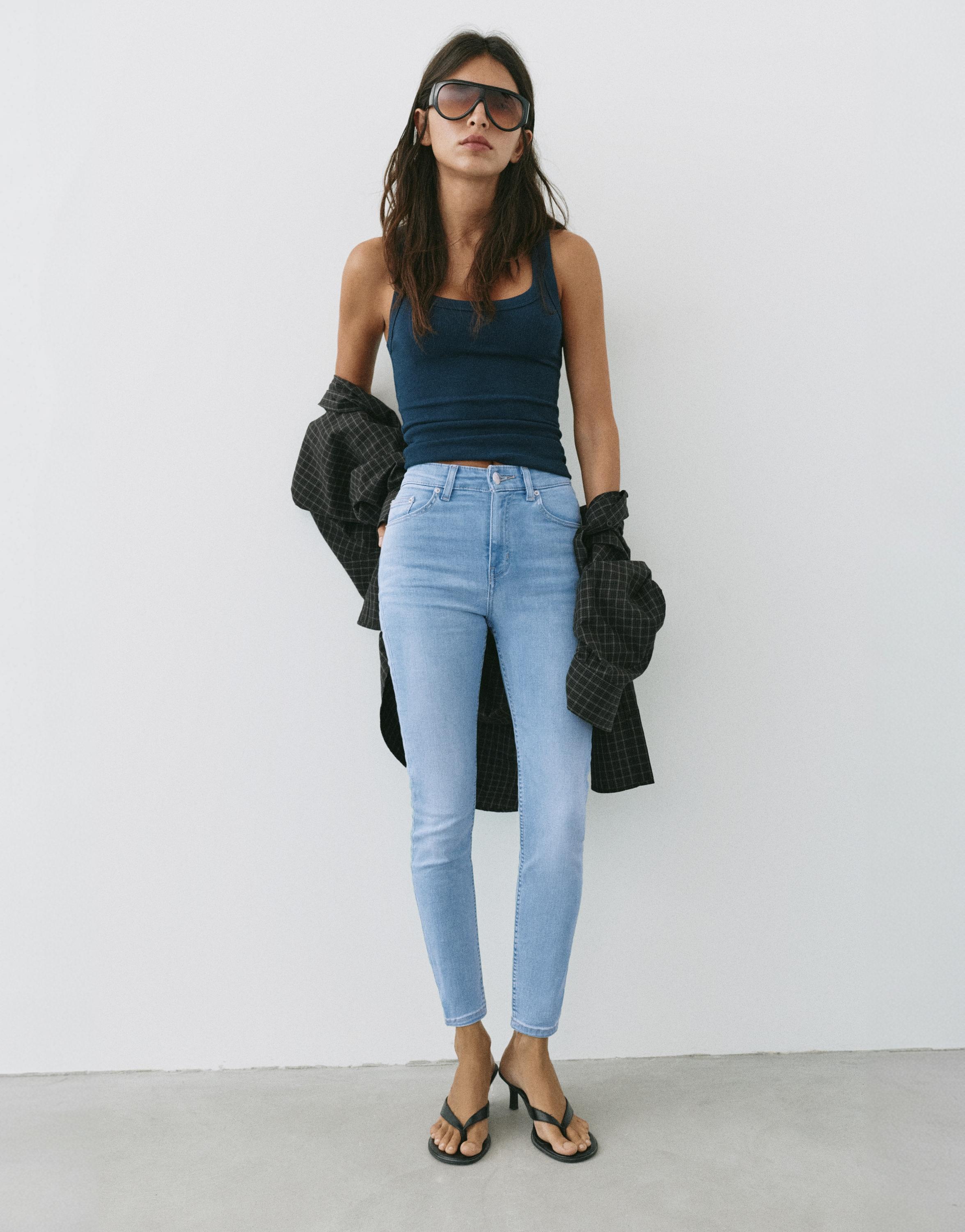 High-waist skinny jeans — Sky blue
