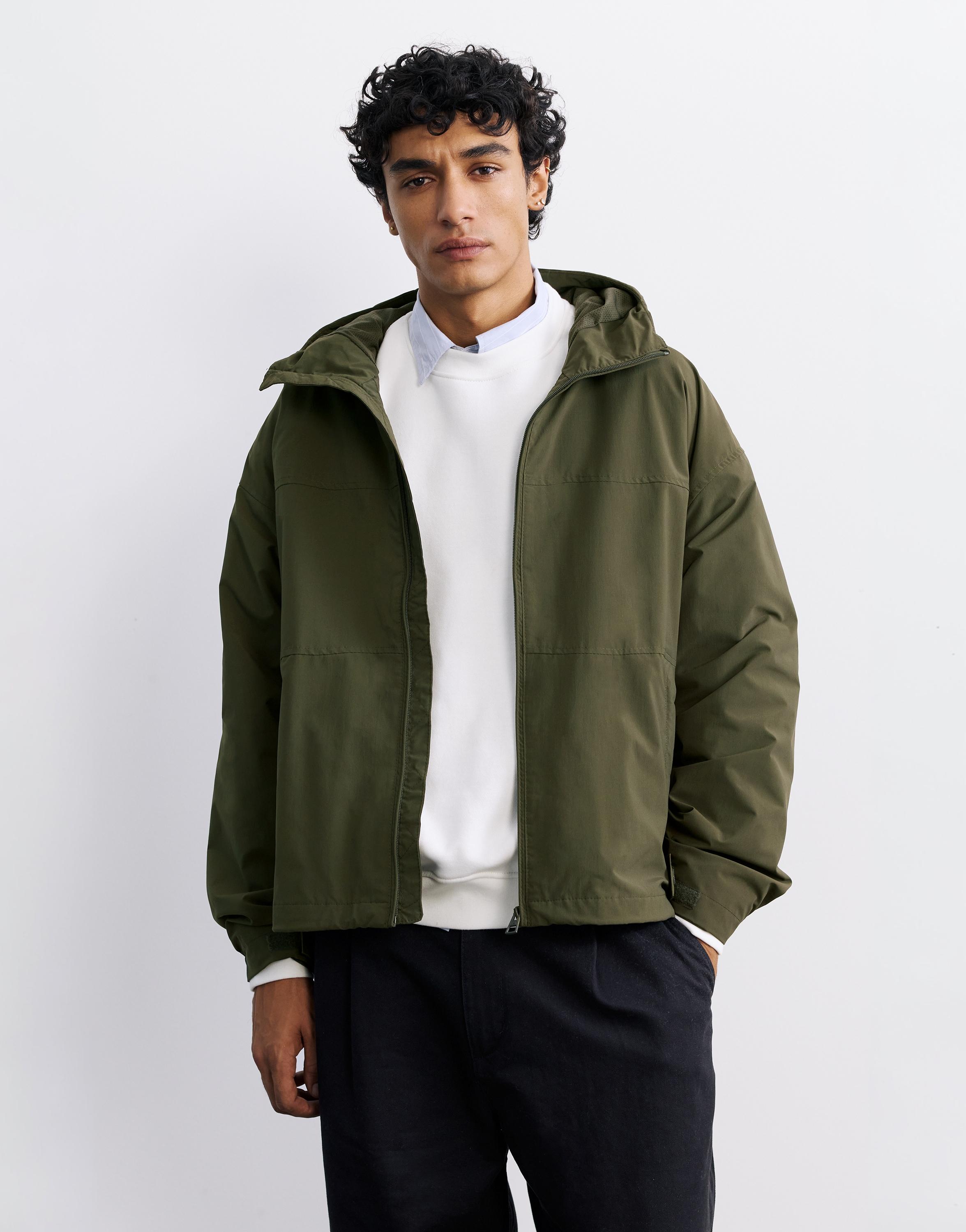 Lightweight hooded raincoat — Khaki