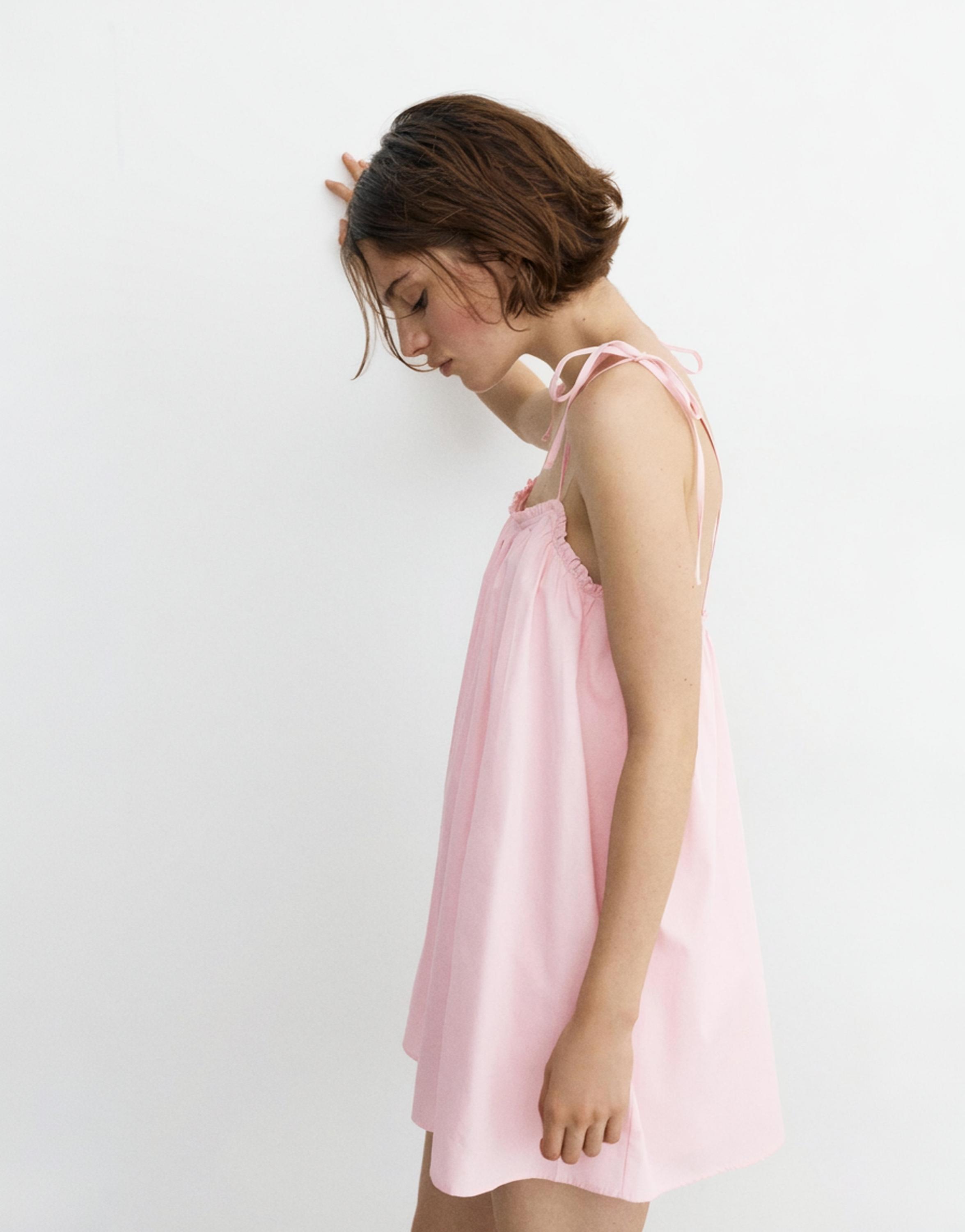 Strappy poplin mini dress — Pink