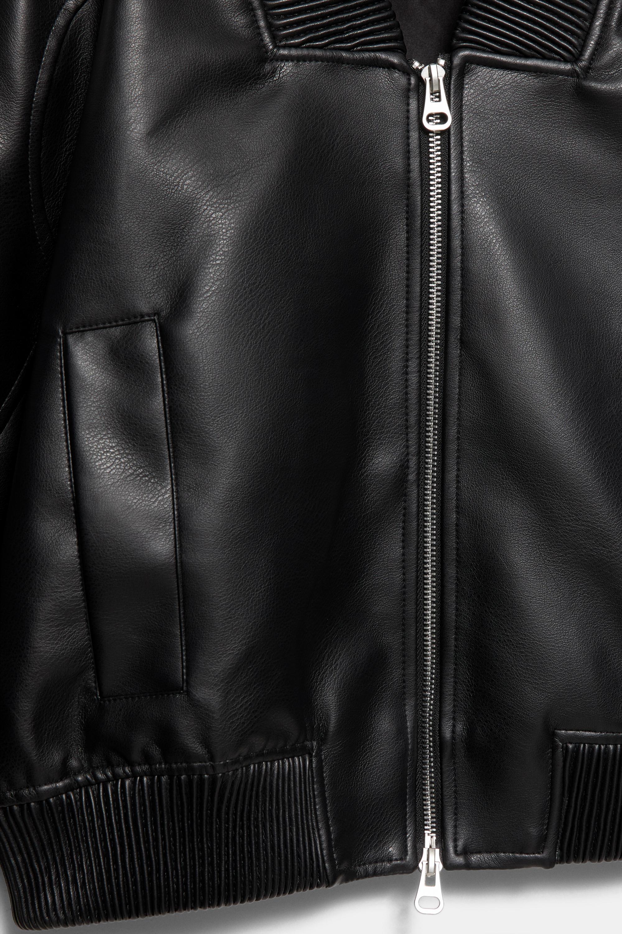 Faux leather bomber jacket — Black