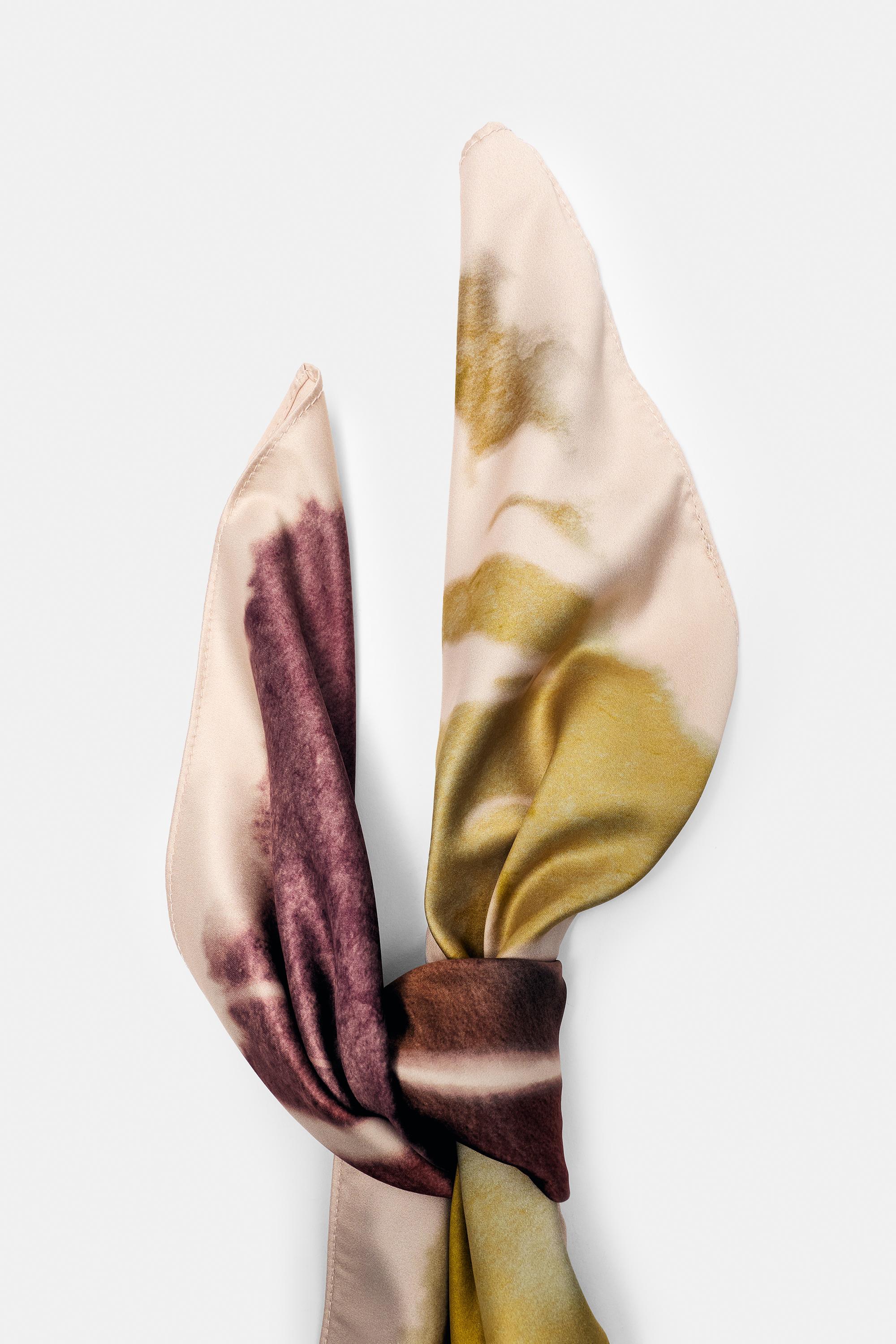 Saten çiçekli bandana - Görsel 7