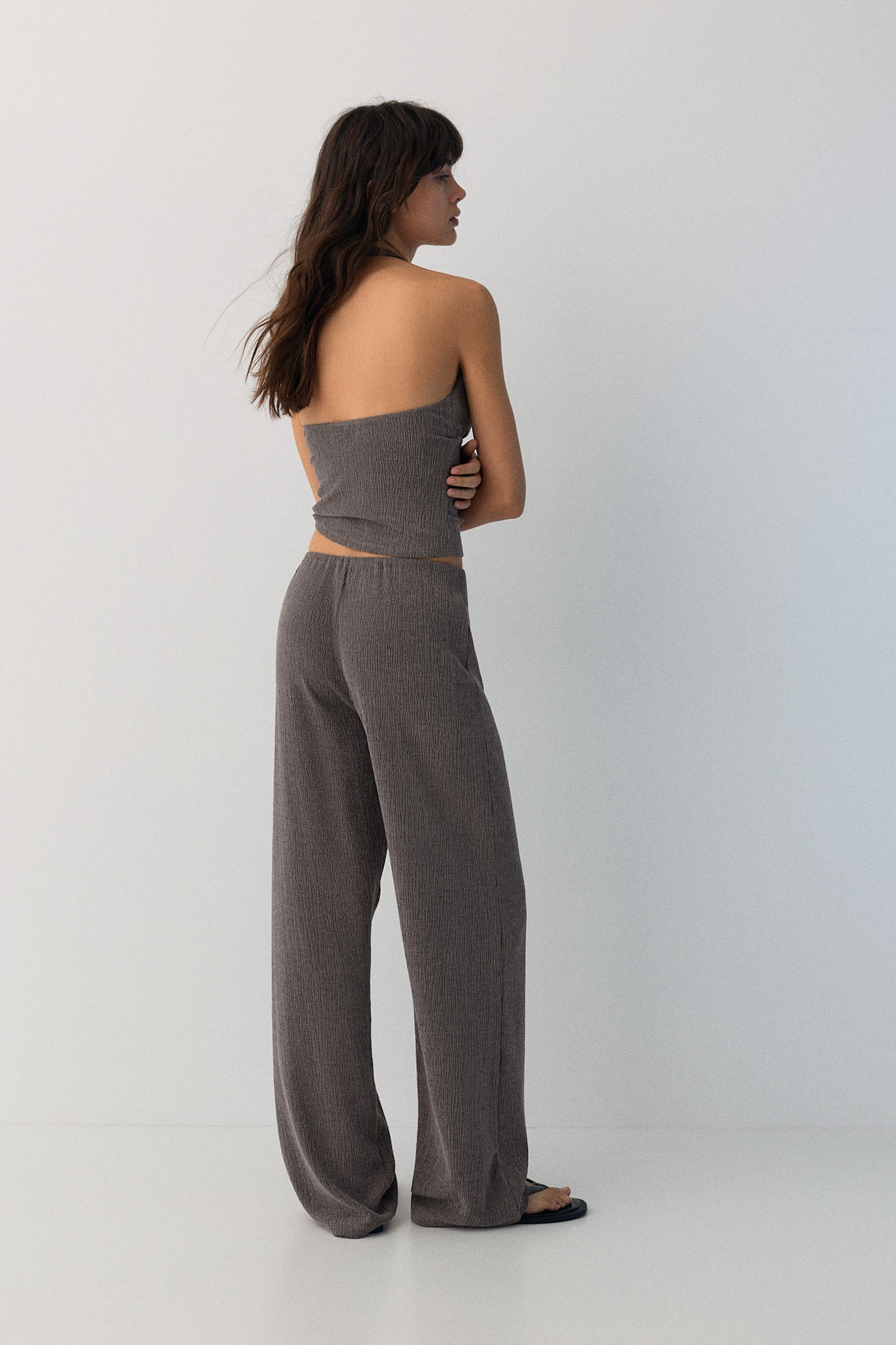 Crepe straight-leg trousers — Brown