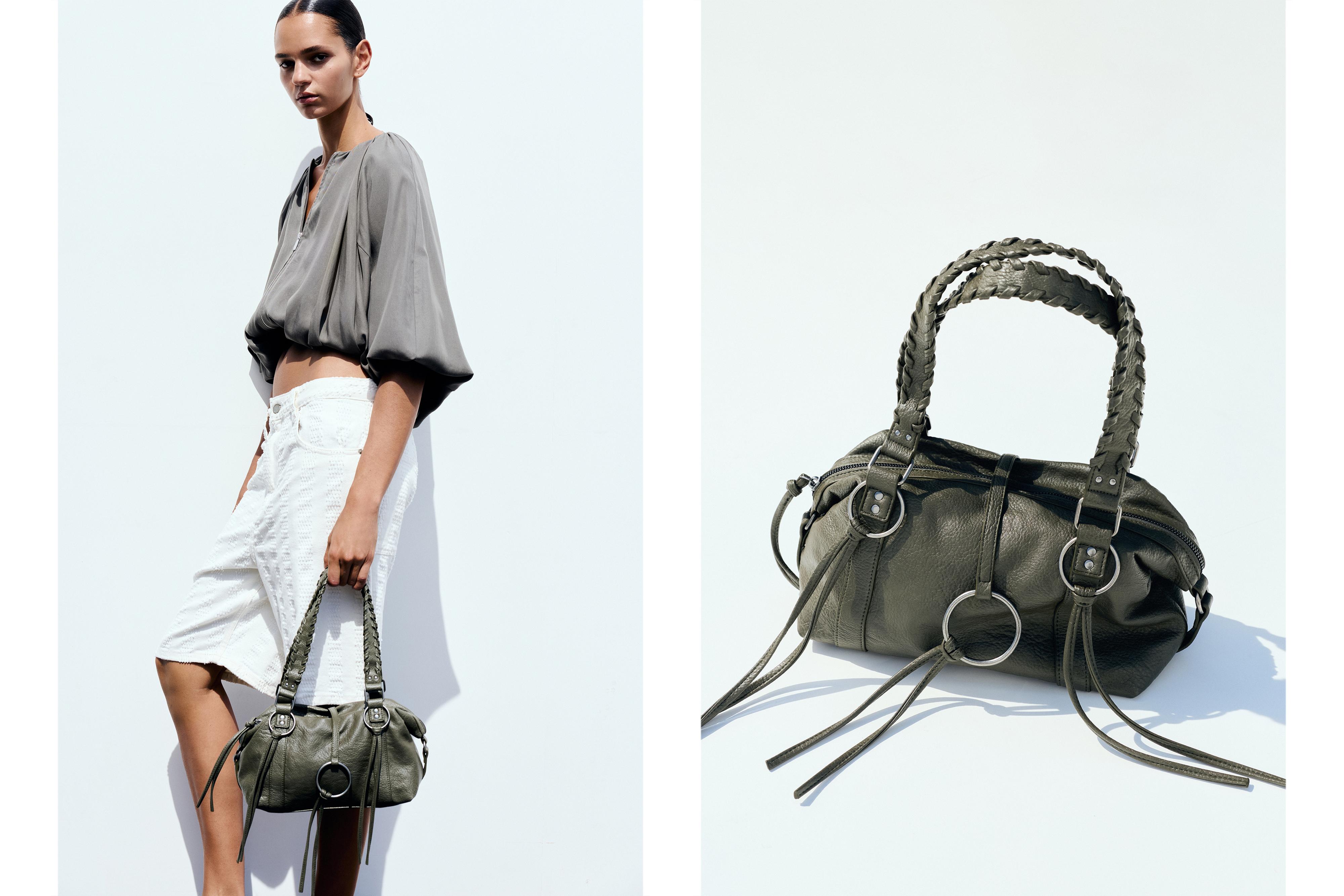 Ring detail shoulder bag — Khaki