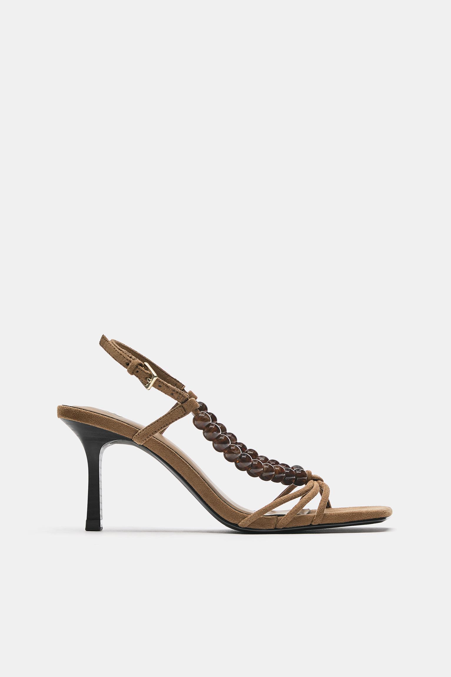 Beaded heeled sandals — Brown (alternate view)
