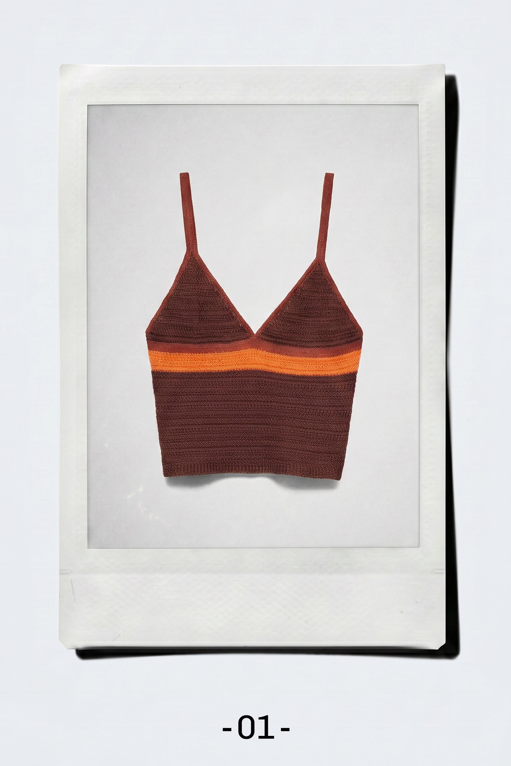 Crochet knit top — Brown