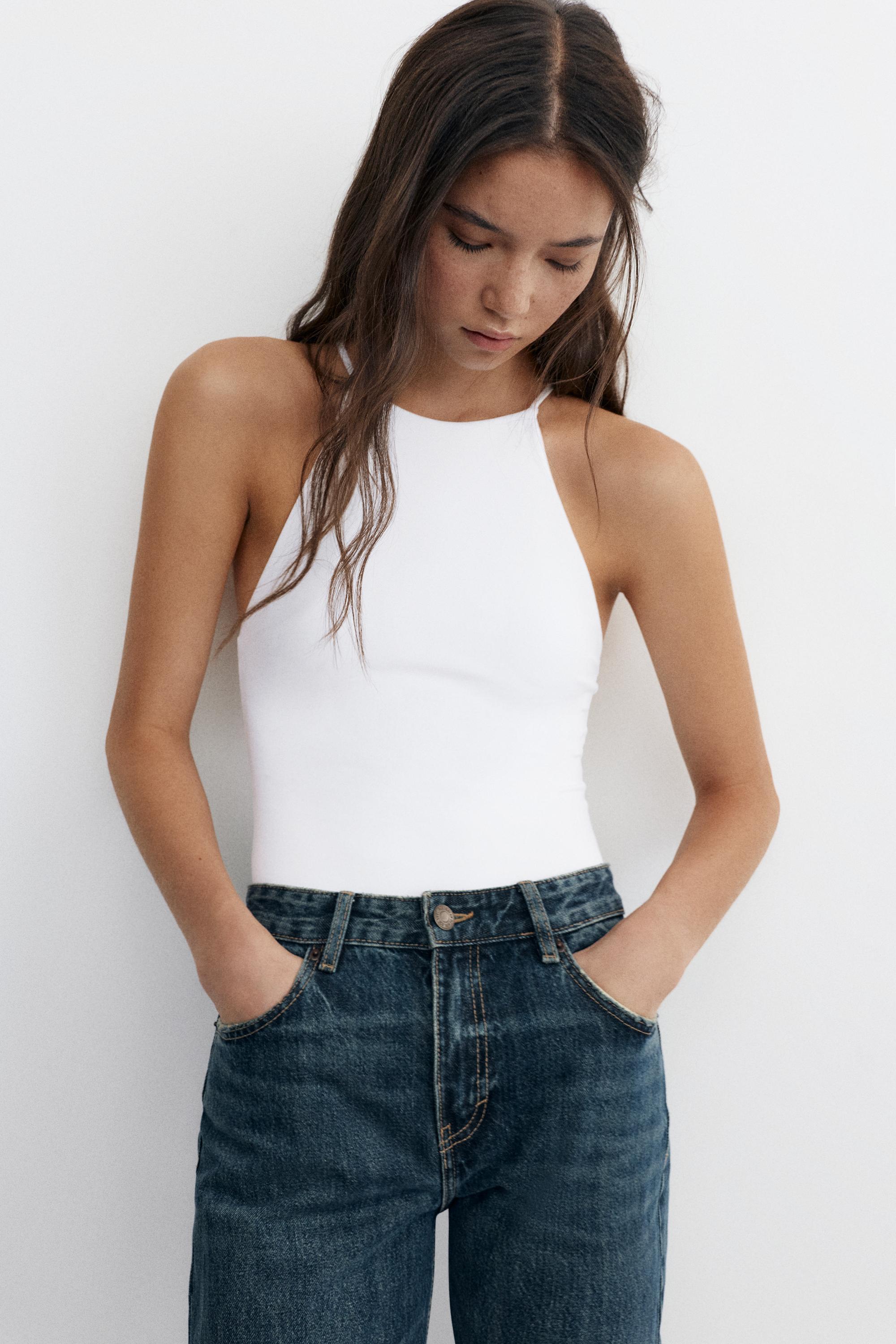Halter strappy bodysuit — White