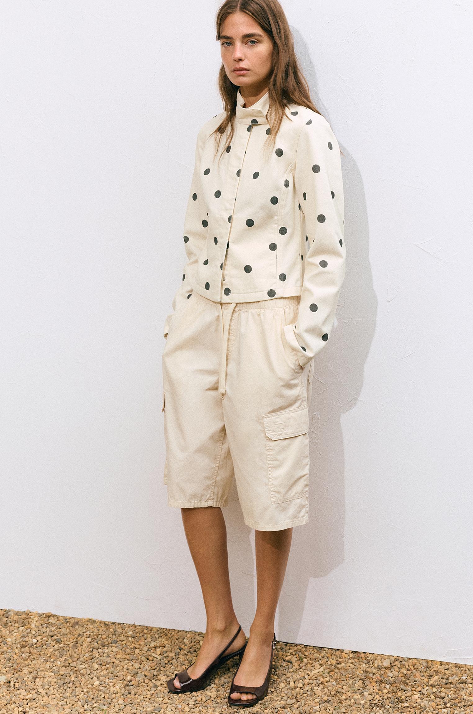Fitted polka dot jacket — Ecru