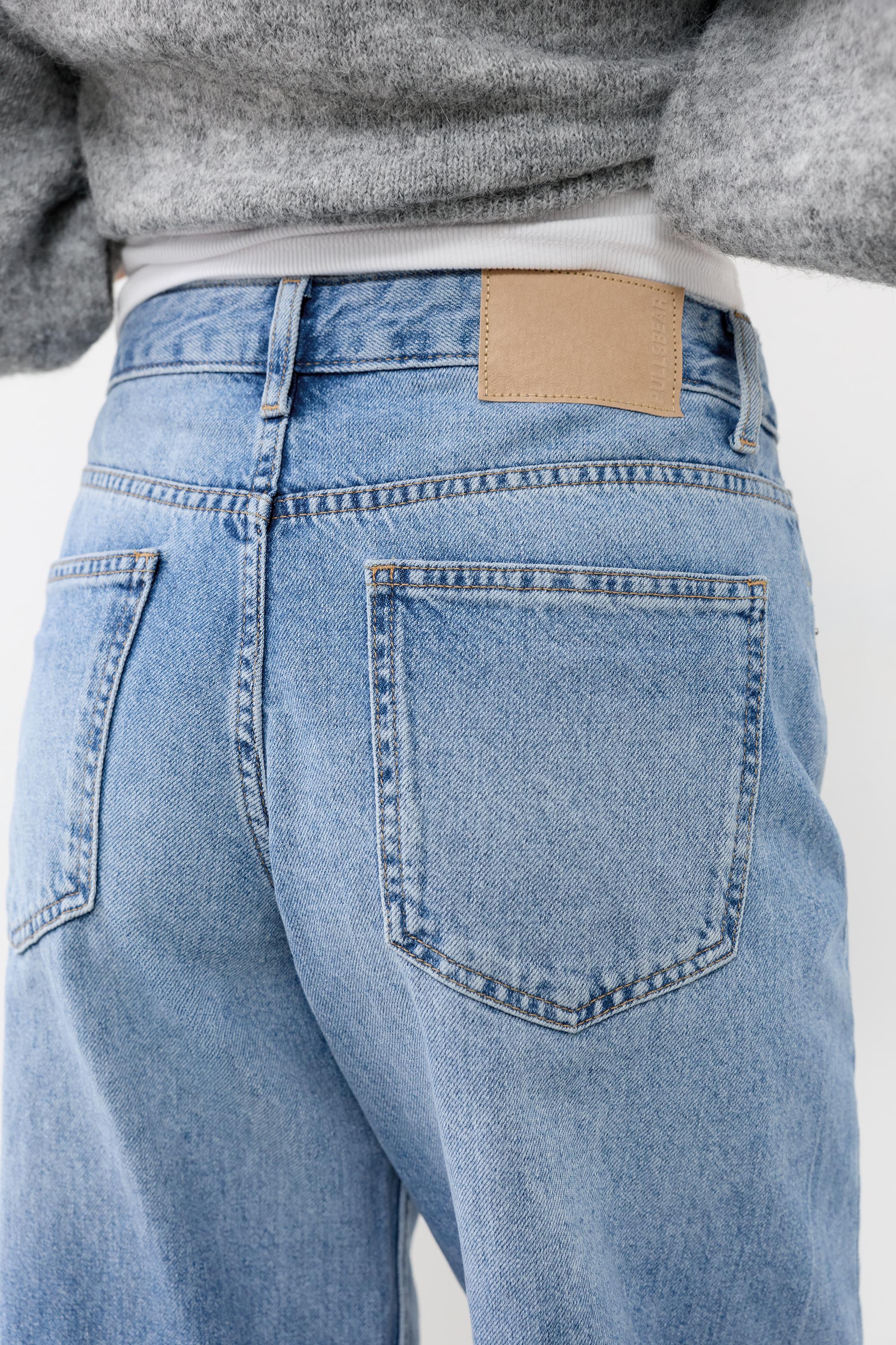 Low-rise barrel jeans — Medium blue