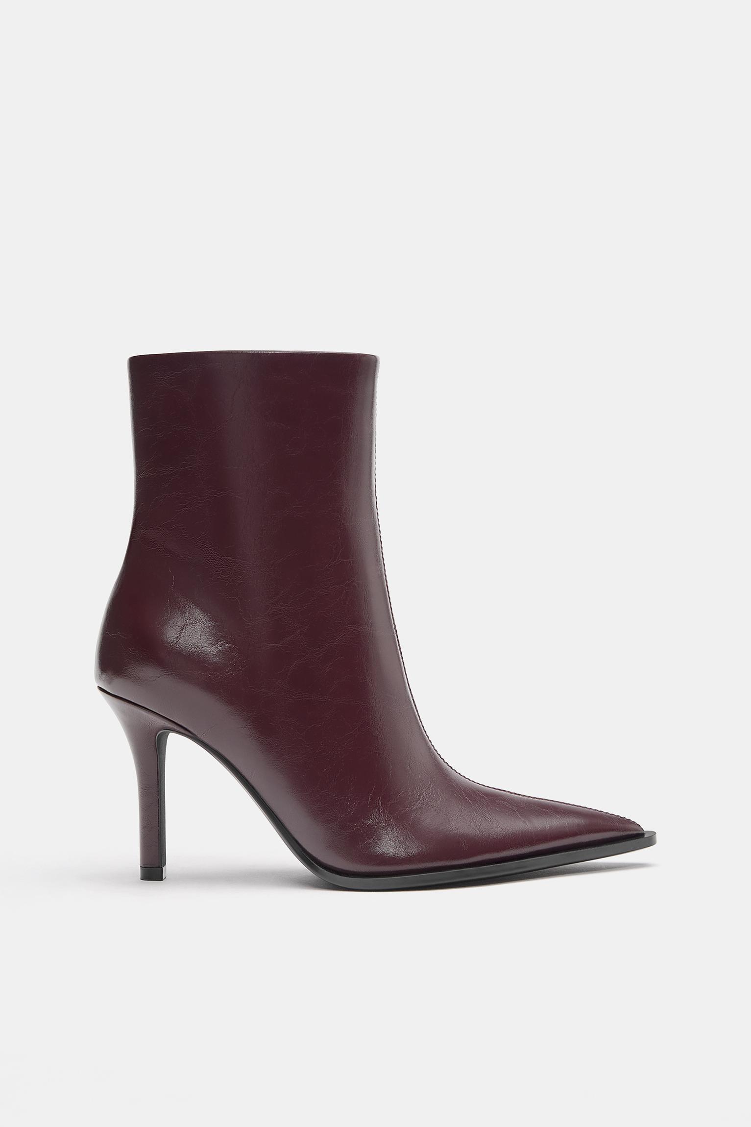 Stiletto heel ankle boots — Burgundy