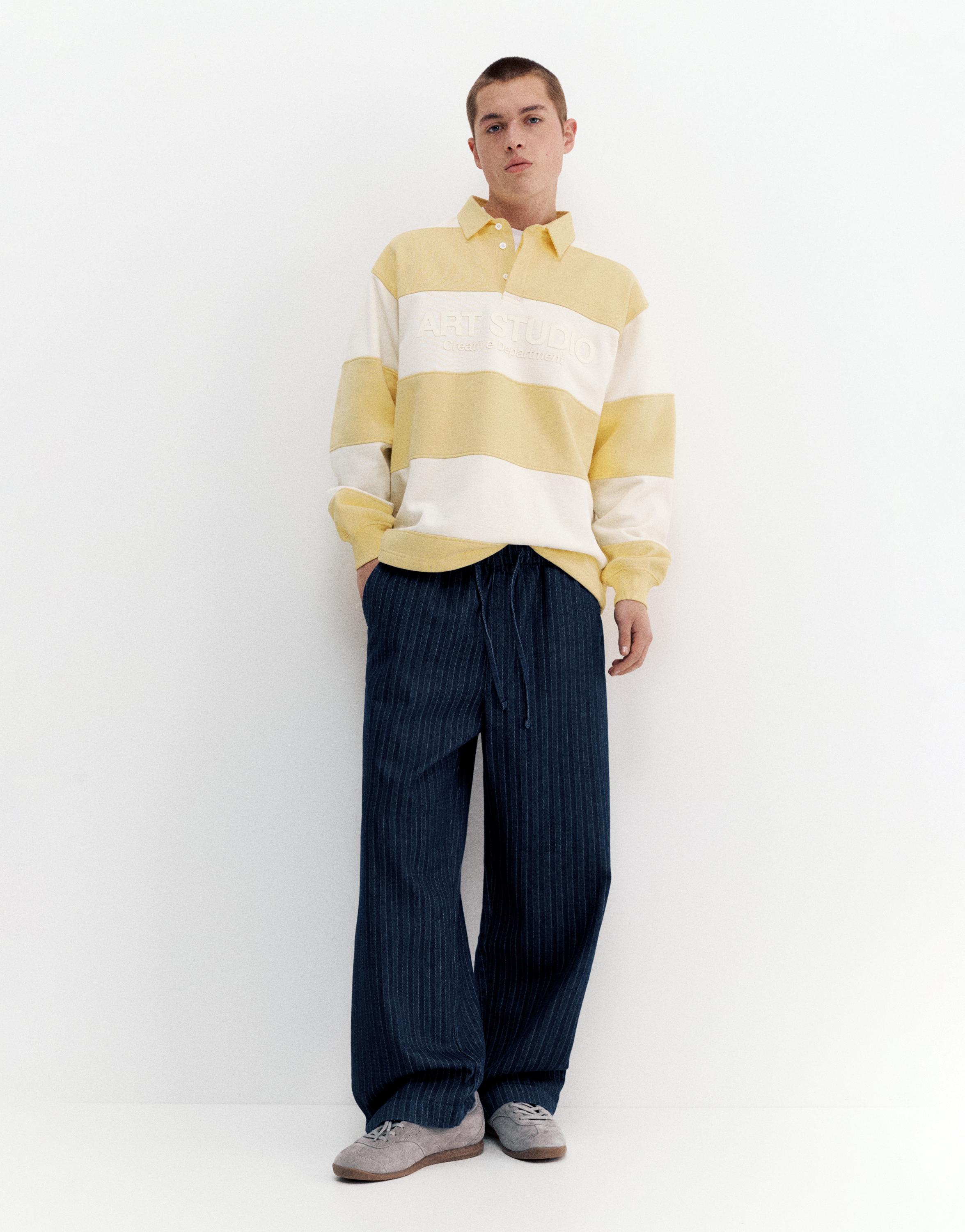 Çizgili jean jogger pantolon - Görsel 24