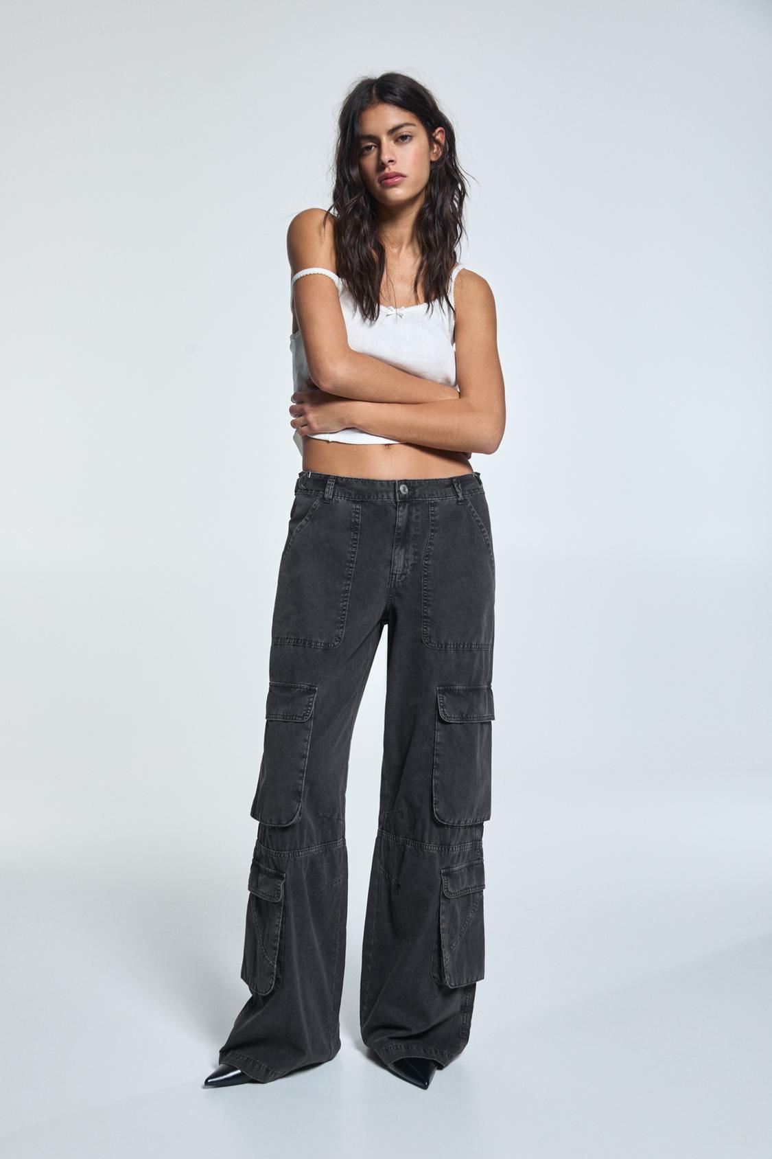 Wide-leg multi-pocket cargo jeans - PULL&BEAR 