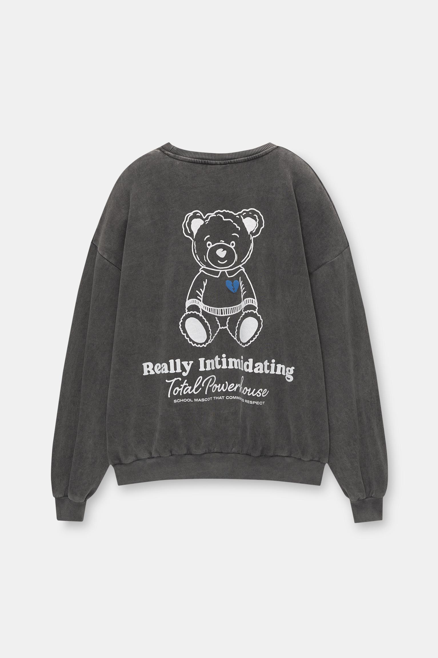 Hoodie with bear printed graphic pull bear