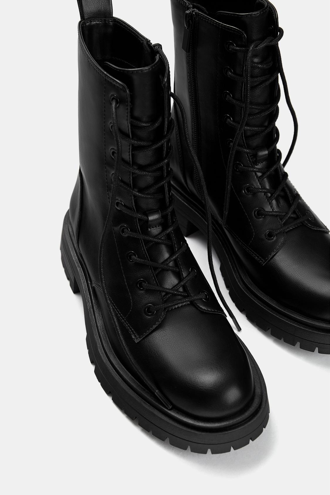 Botines Planos Pull And Bear Botines Mujer 2021 Botín Negro De - Main Image