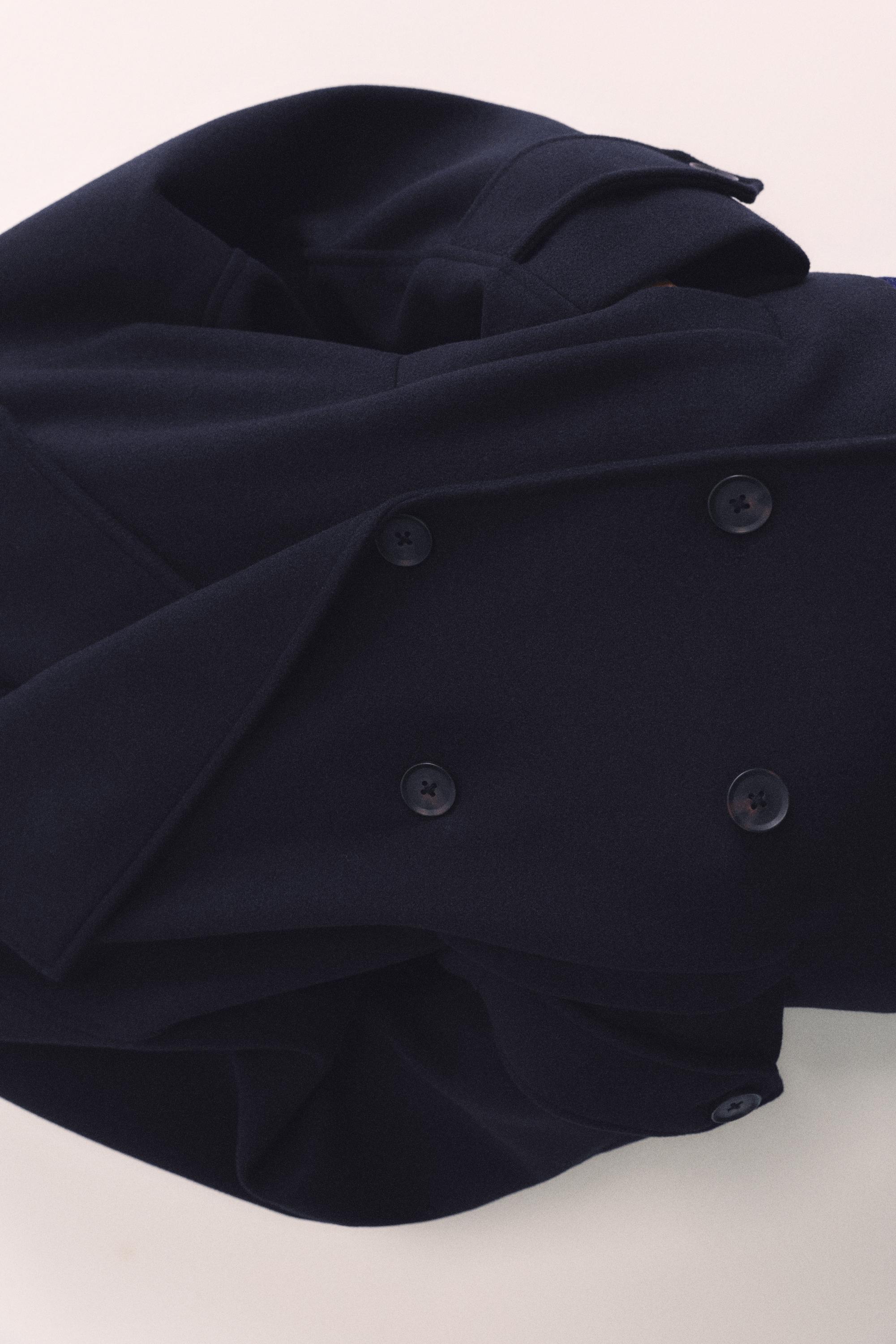 Short felt texture coat — Navy